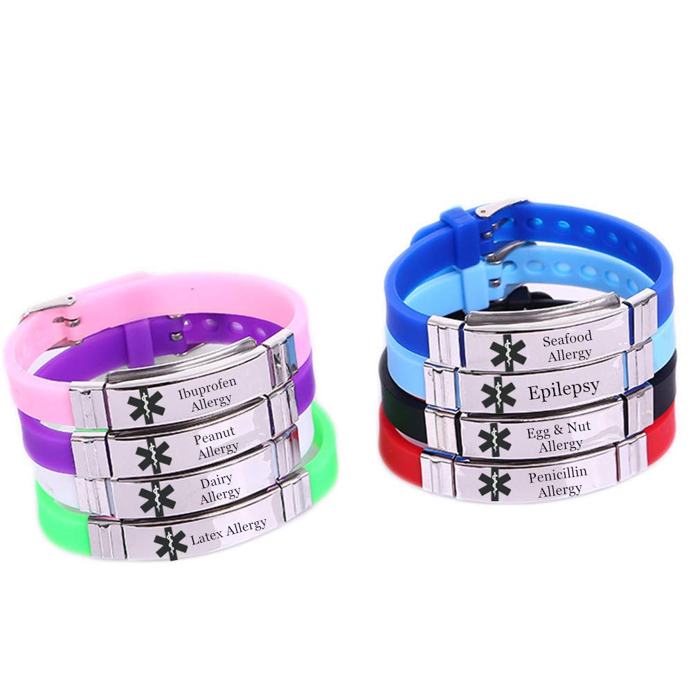 Personalized Stainless Steel Medical Alert Bracelet for Kids & Adults - Custom Engraved Allergy Awareness ID Wristband with Emergency Contact Info - Perfect for School, Travel & Outdoor Activities