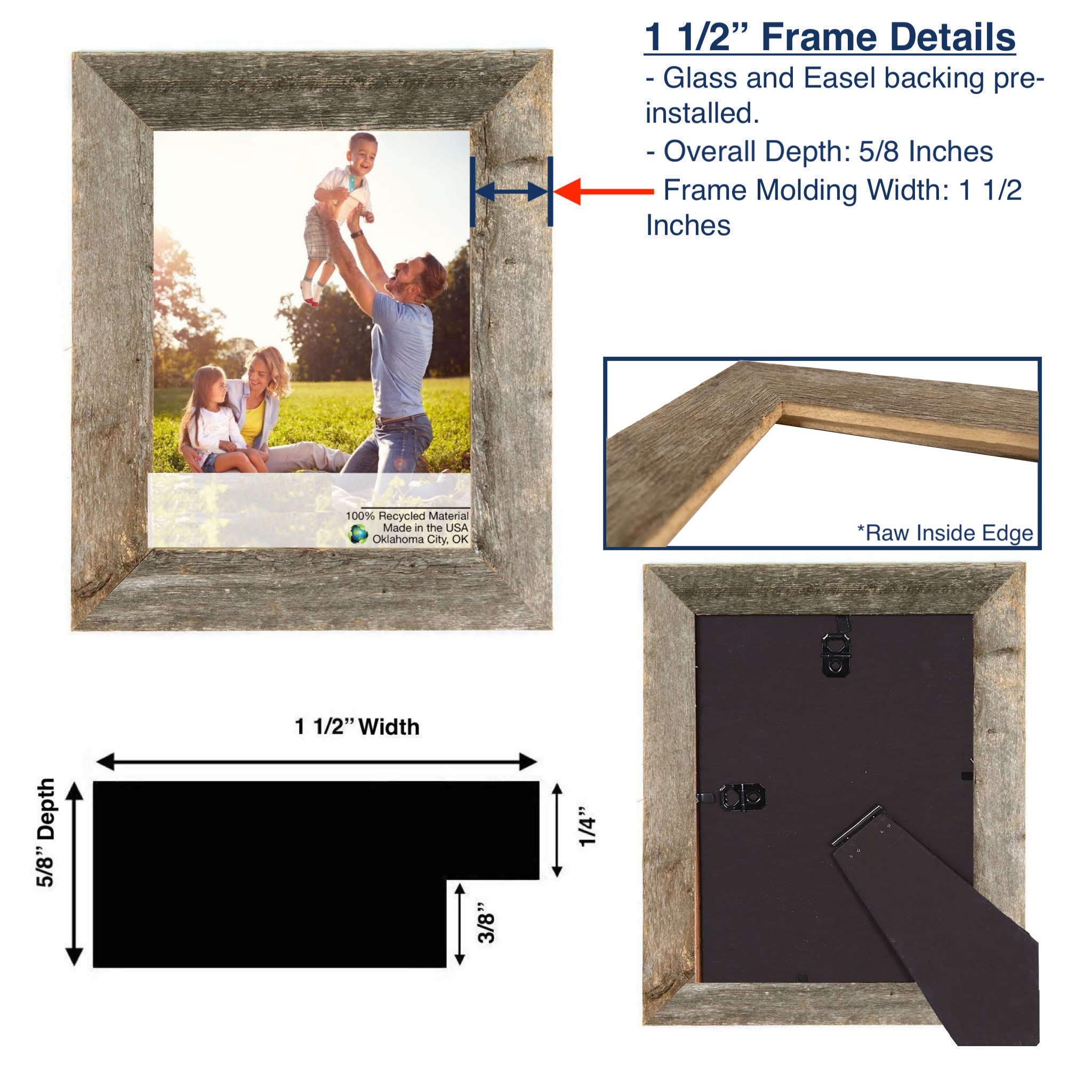 HomeRoots 8.5x11 Inch Natural Weathered Gray Wood Picture Frame - Perfect for Wall Decor, Family Photos & Home Office Display