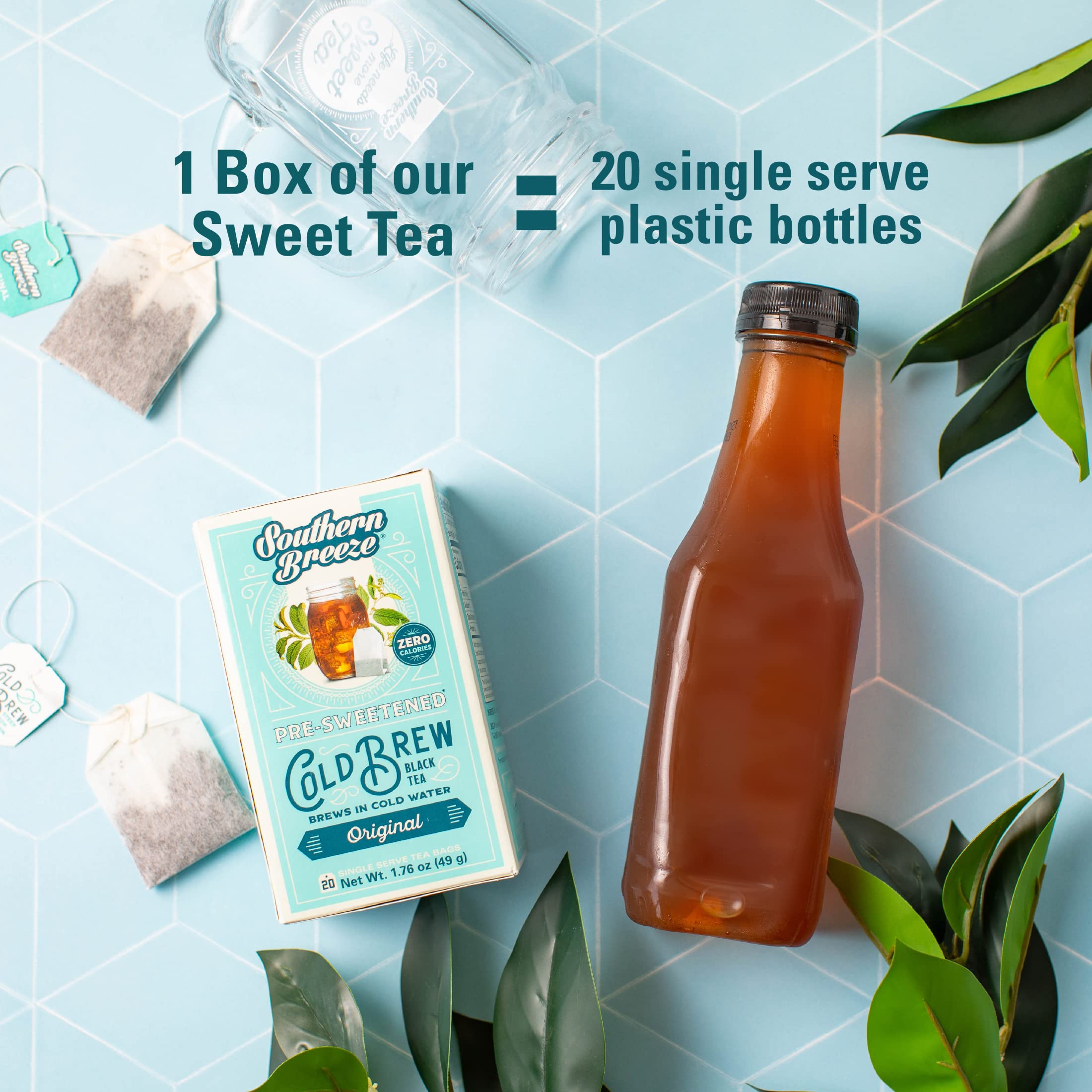 Southern Breeze Cold Brew Sweet Tea Variety Pack - Zero Sugar, Zero Carbs Iced Tea with Black Tea | 20 Individually Wrapped Tea Bags (Blackberry, Mango, Mint, Watermelon) | Perfect for Summer Refreshment, Picnics & Healthy Lifestyle