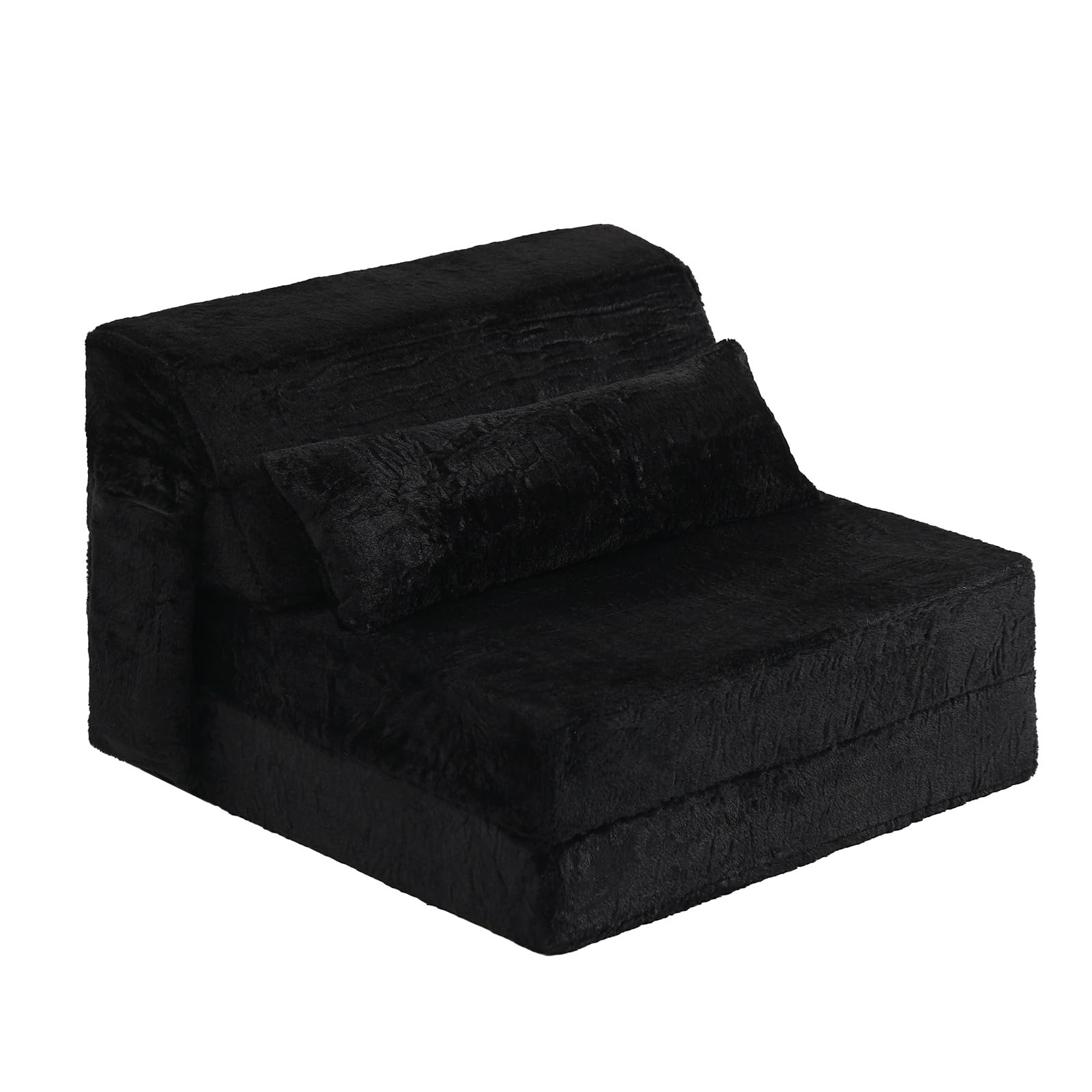 Tiita Folding Sofa Bed with Pillow - Single Size Mattress & Plush Fabric - Portable Storage Bag Included - Multi-Functional Floor Lounger Chair Bed - Perfect for Living Room, Guest Room, Dorm, Apartment, Loft & Home Office - Space-Saving Black Convertible Furniture - Great for Small Spaces, Overnight Guests & Relaxing