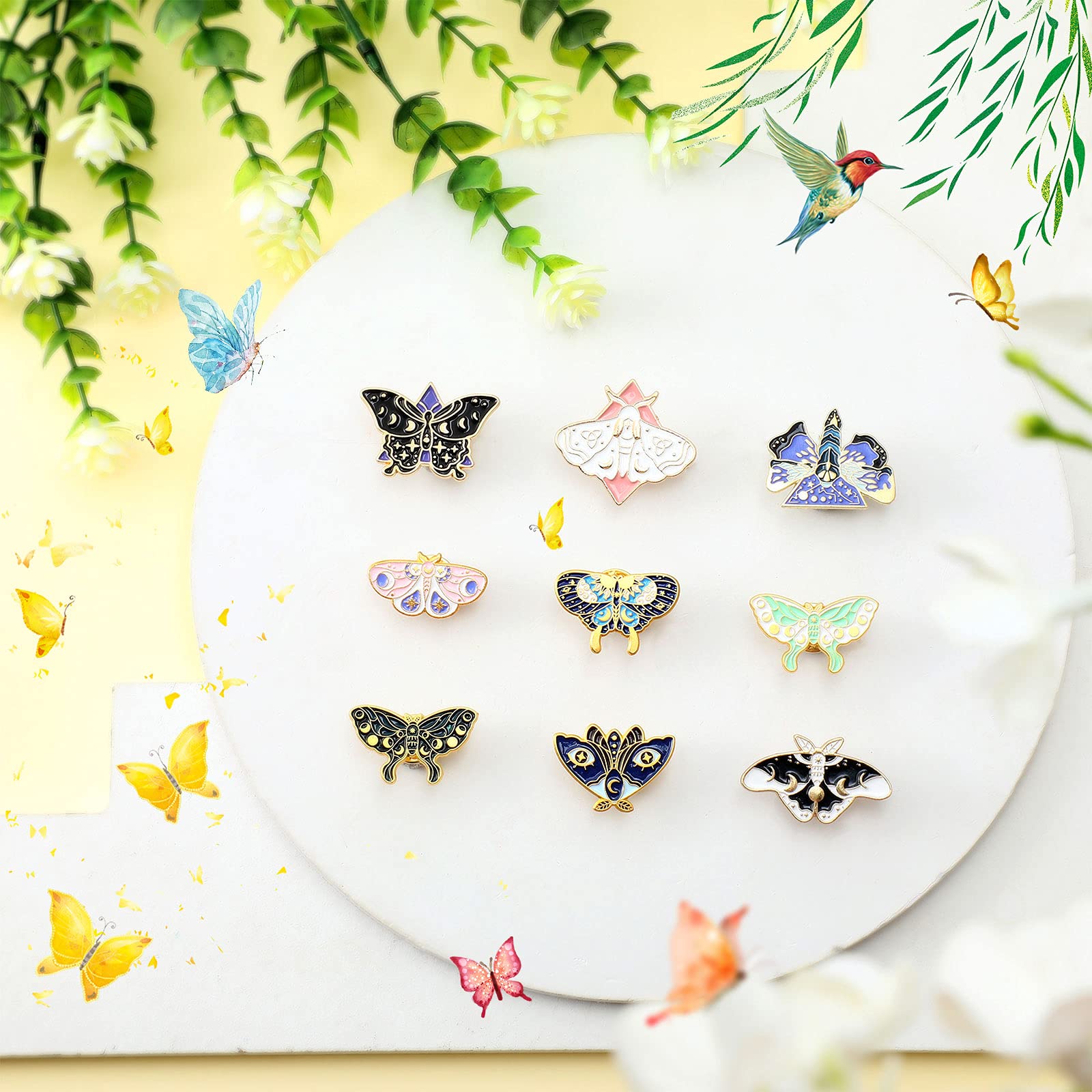 Steampunk Butterfly Brooches Set - 9Pcs for Hats, Clothes & Backpacks