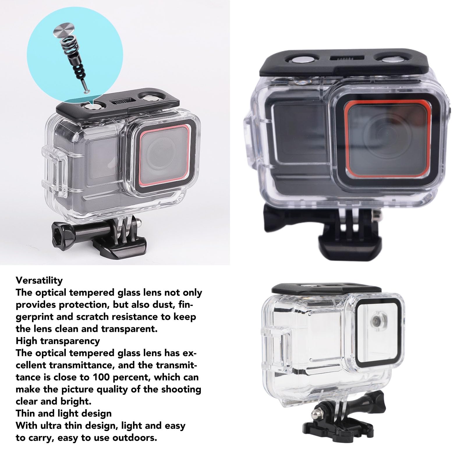 Waterproof Camera Case for ACE Action Camera - 60M Underwater Diving Housing with Cold Shoe Mount | Perfect for Surfing, Diving, Snorkeling & Skiing Adventures