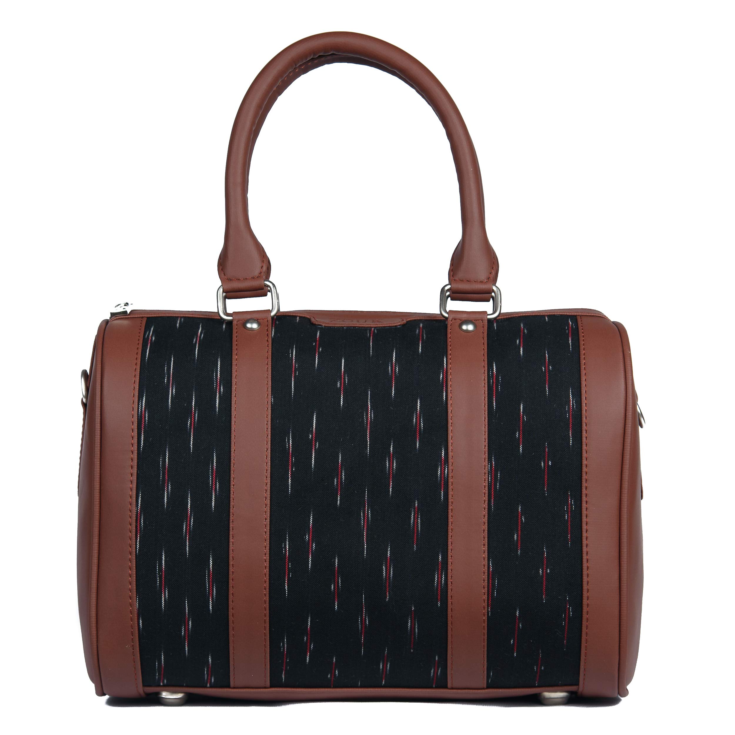 ZOUK Vegan Leather Women's Handbag - Printed Designer Purse with Double Handles & Detachable Crossbody Strap | Perfect for Work, Travel & Everyday Use