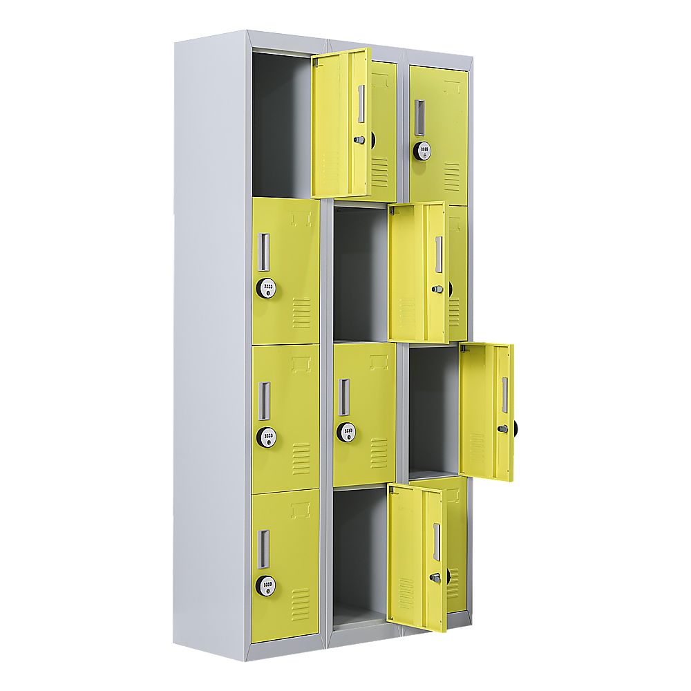 12-Door Locker with 4-Digit Combination Lock - Secure Storage for Office, Gym, Shed, School & Home - Ideal for Personal Belongings, Equipment & Valuables Protection