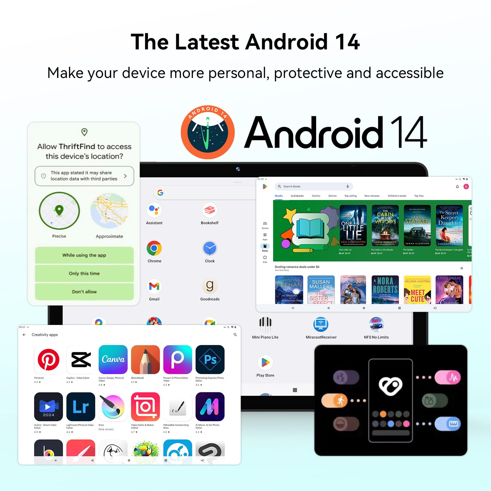 ApoloSign 11 Inch Android 14 Tablet - Octa-Core Processor, 8GB RAM, 128GB Storage (Expandable to 1TB), Widevine L1 Certified, 7000mAh Battery, Dual Stereo Speakers - Perfect for Streaming, Gaming & Productivity | 5G WiFi & BT 5.0 Connectivity