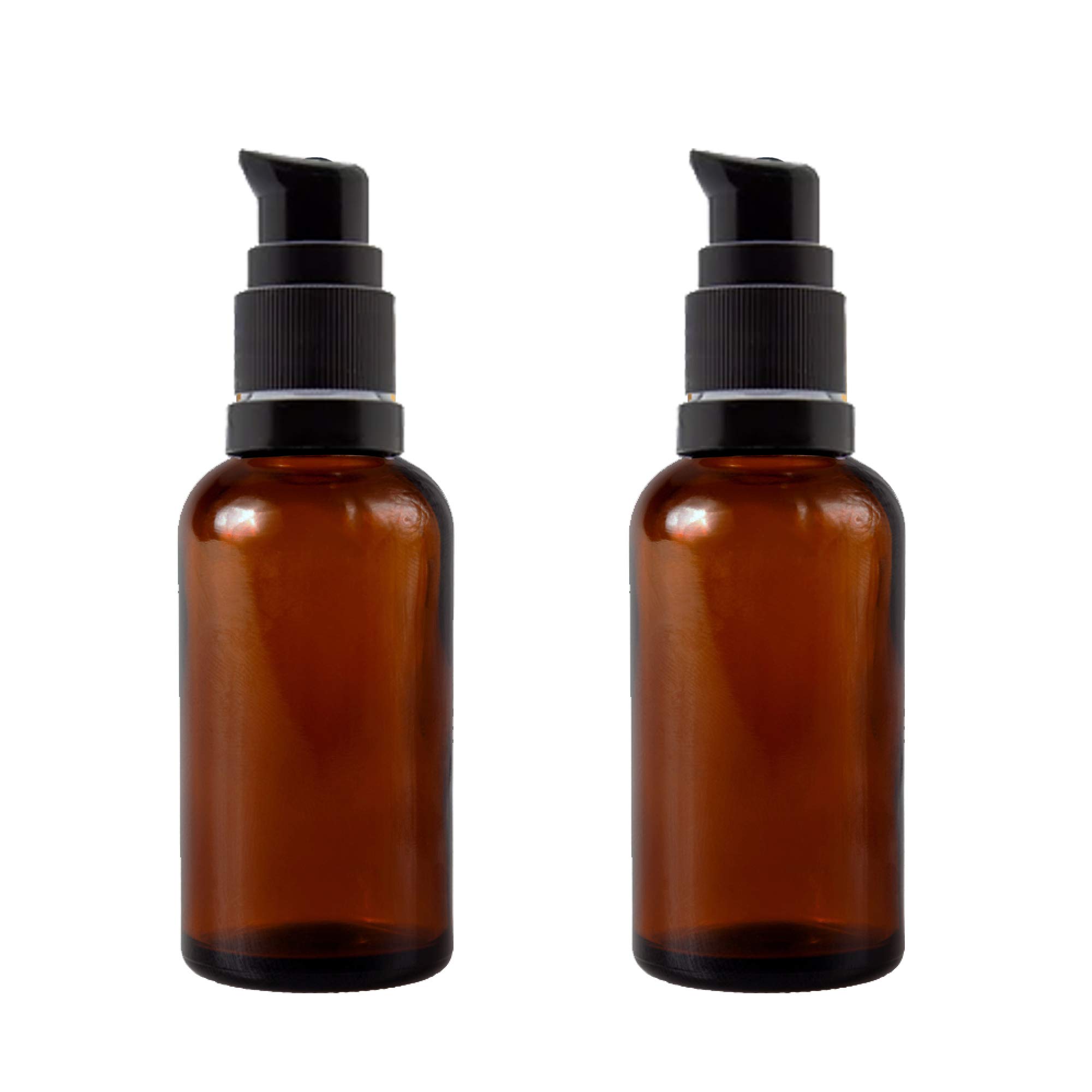 Amber Glass Bottles with Lotion Pump & Black Cap - 15ml (Set of 2) for Essential Oils, DIY Skincare, Cosmetics | Leakproof Travel Containers for Home, Spa & On-the-Go Use