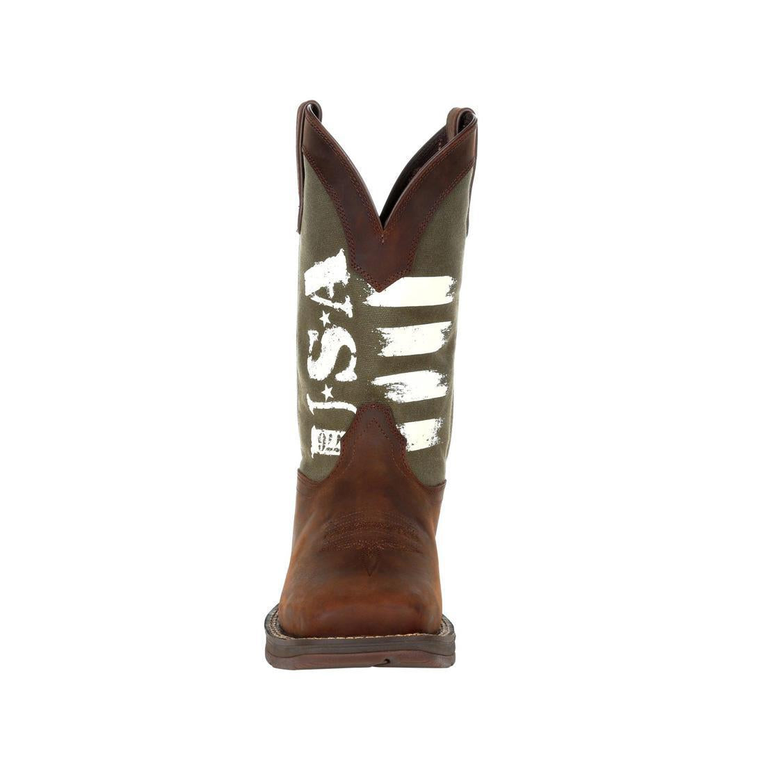 Rebel Army Green USA Print Western Boots for Men & Women - Stylish Cowboy Boots for Country Rodeo, Line Dancing & Western Fashion