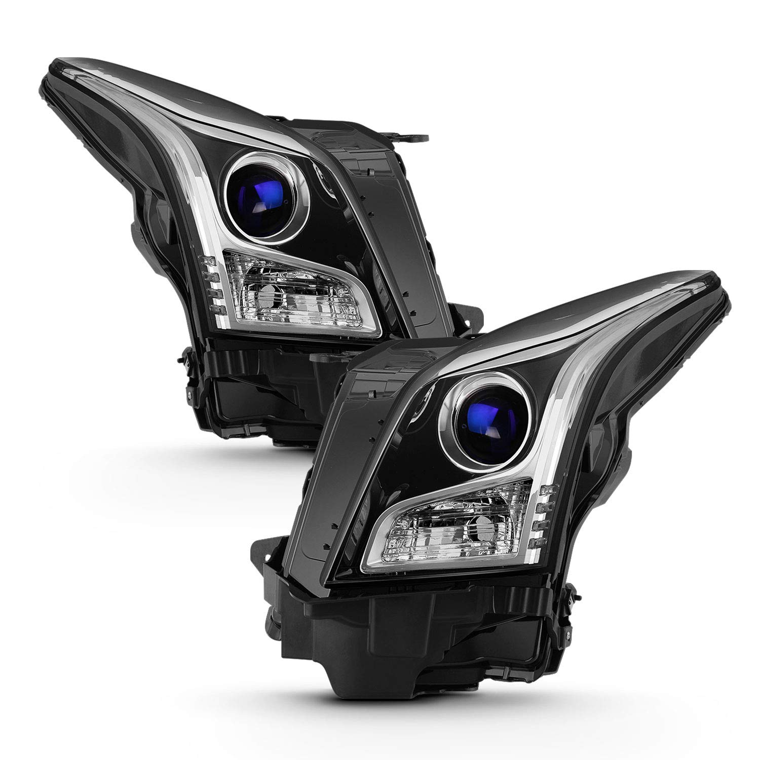 AKKON Chrome Projector Headlights for 2013-2018 Cadillac ATS Sedan (Halogen Type) - Driver & Passenger Side Pair - Enhanced Night Visibility & Modern Style Upgrade