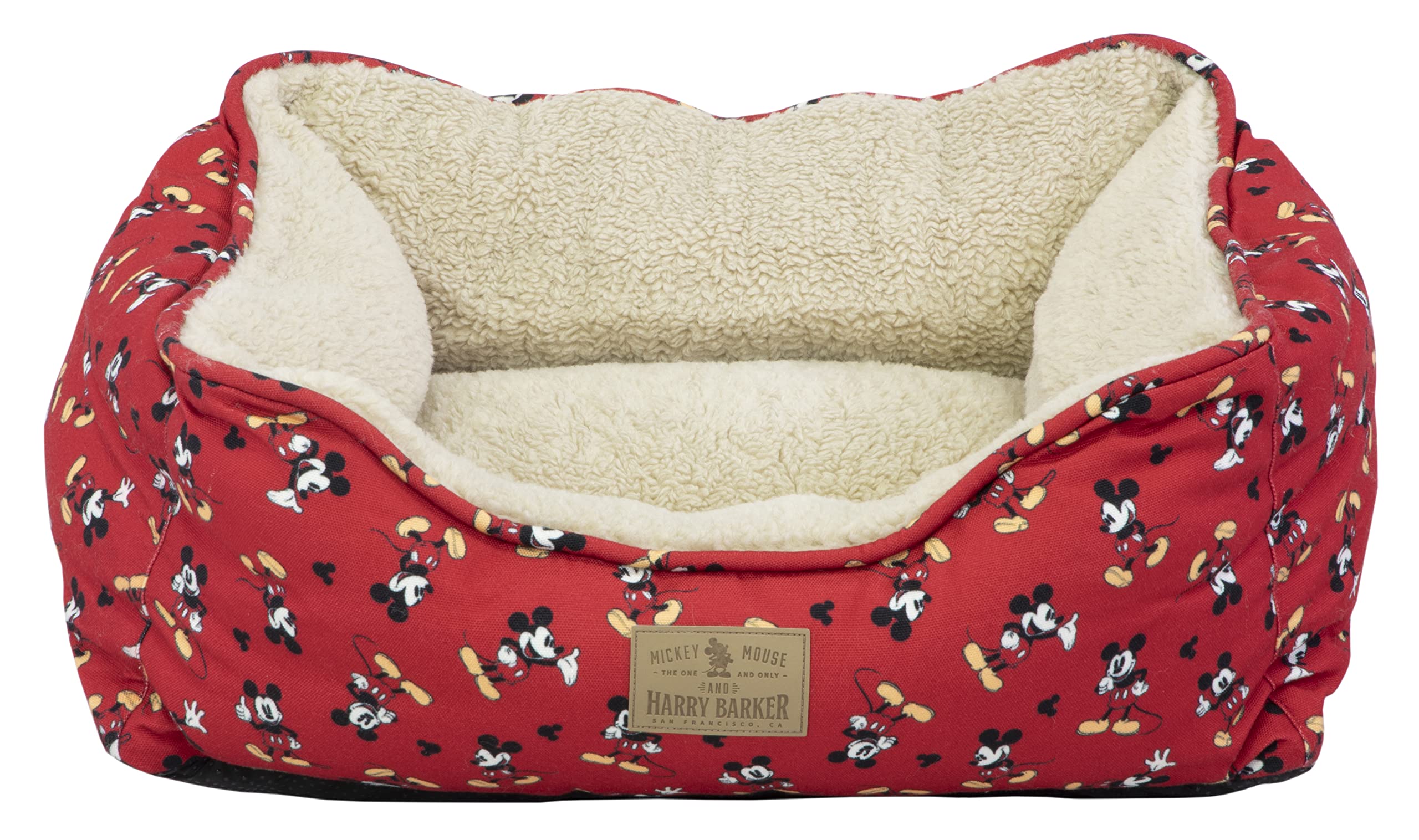 Harry Barker Disney Mickey Mouse Dog Bed - Soft & Comfortable Pet Bed for Small to Medium Dogs, Red (62-3373-04) - Perfect for Bedrooms, Living Rooms & Pet Travel