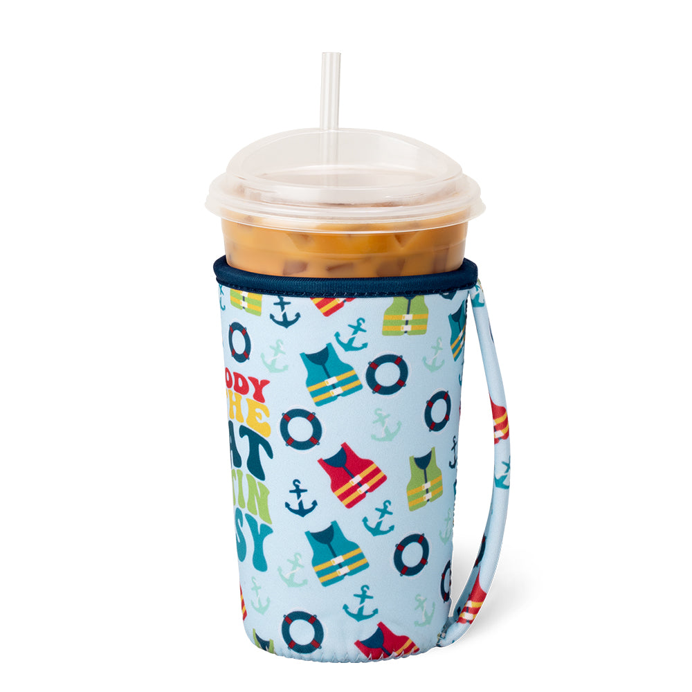 Errbody On The Boat Medium Iced Cup Coolie - Insulated Beverage Sleeve for Cold Drinks - Perfect for Boating, Beach Parties & Outdoor Activities