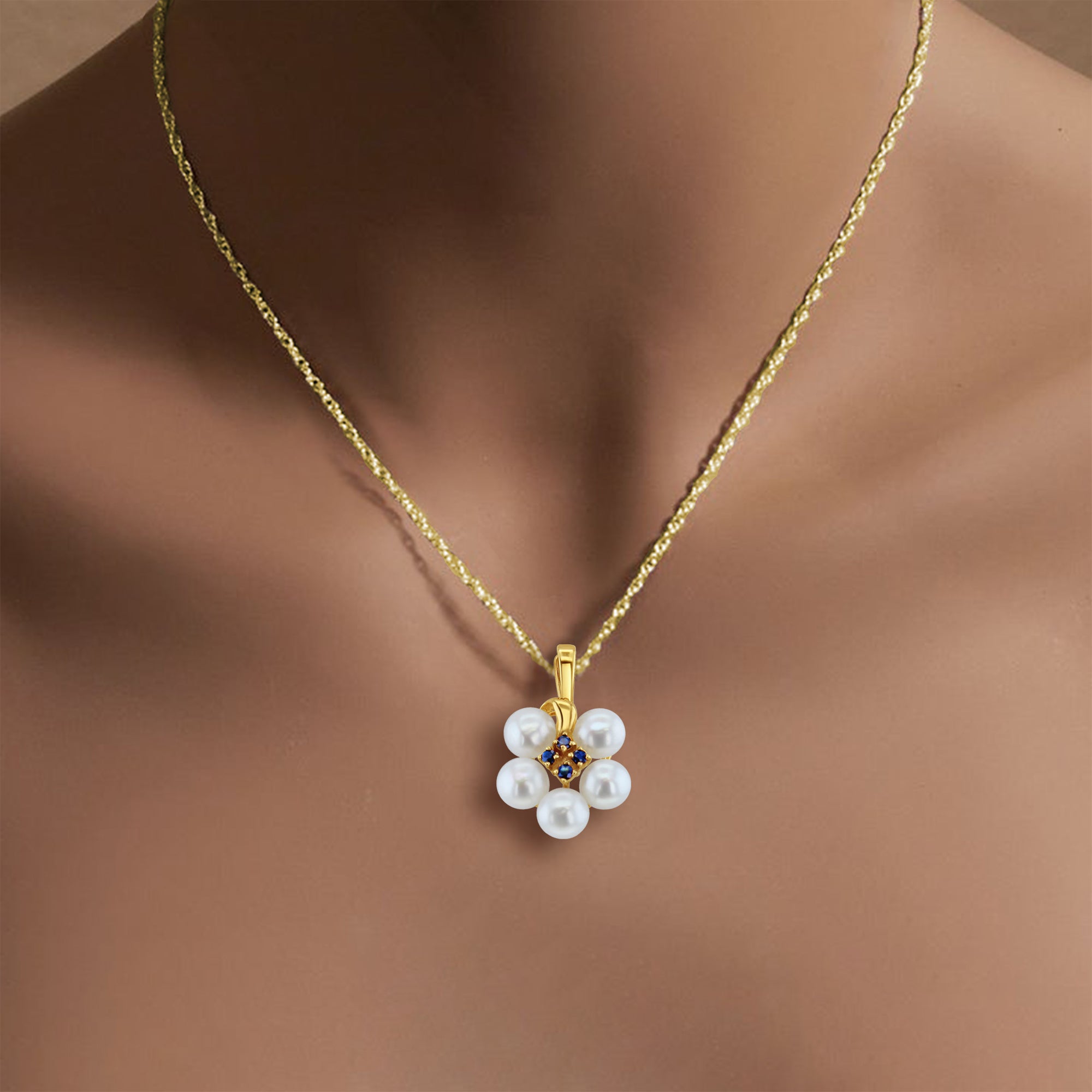 Elegant Freshwater Pearl Grape Cluster Necklace with Genuine Sapphire Center - Perfect for Weddings, Parties & Special Occasions