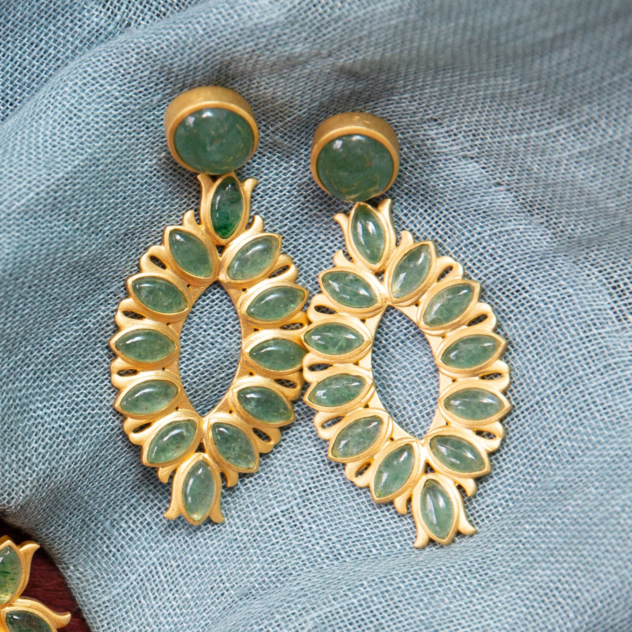Green Strawberry Quartz Water Lily Drop Earrings – Elegant Floral Dangle Jewelry for Women, Perfect for Weddings, Parties & Everyday Wear