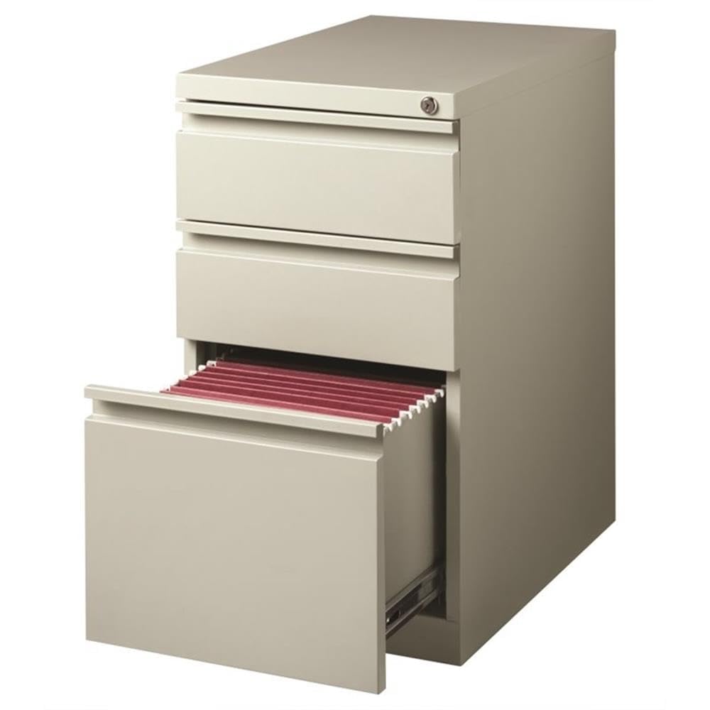 Hirsh 23-Inch Deep Mobile Pedestal 3-Drawer Storage Cabinet with Full-Width Pull - Gray | File Organizer for Office, Home, or Workspace