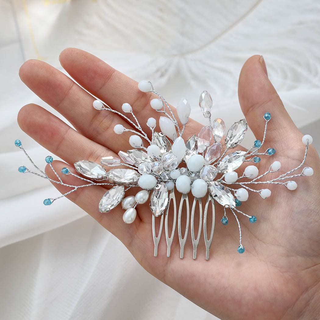 Sparkling Rhinestone Bridal Hair Comb - Silver Crystal Wedding Headpiece for Women & Girls | Elegant Bride Hair Accessory for Weddings, Prom & Special Occasions