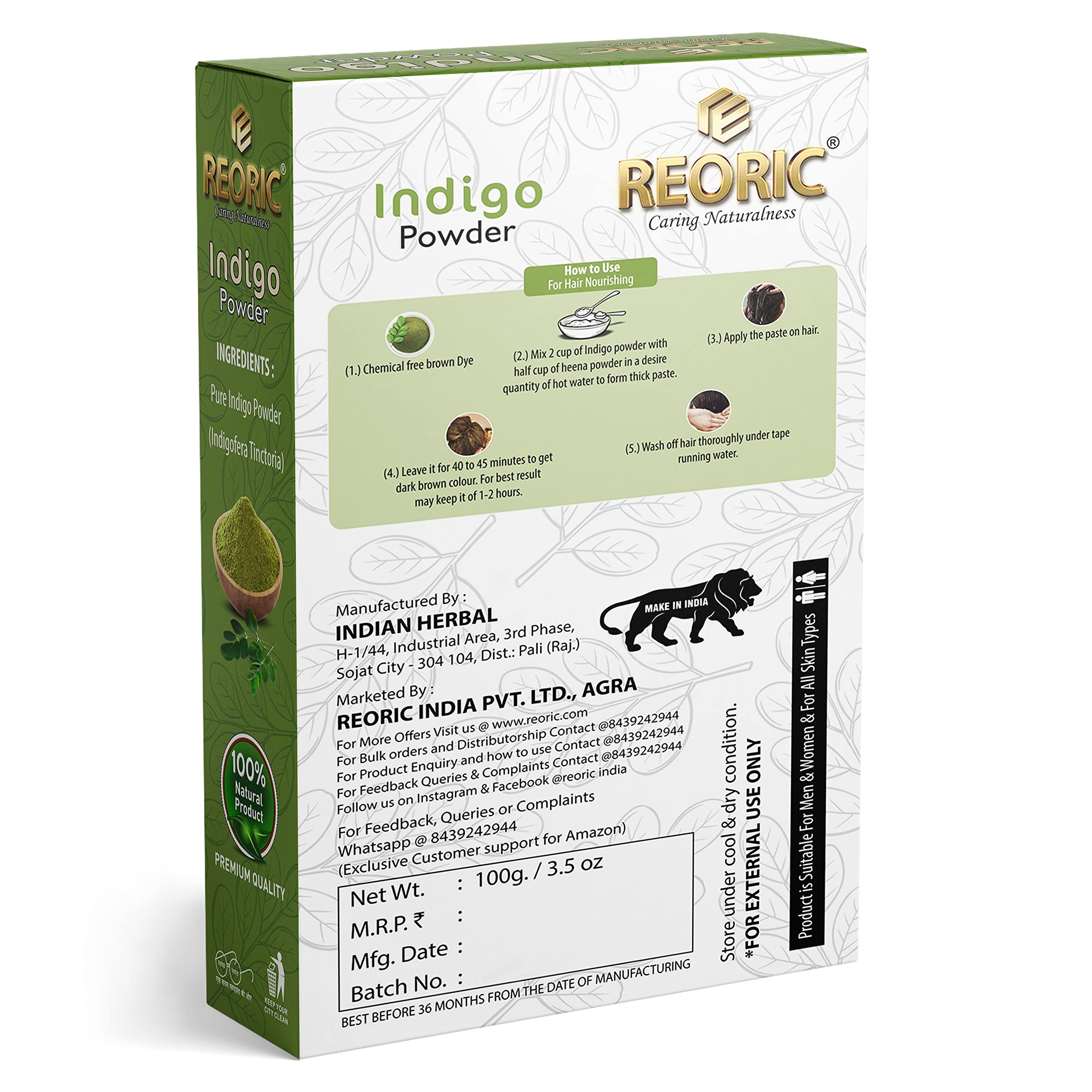 Organic Amla Powder & Indigo Powder for Hair Growth - Indian Gooseberry & Natural Hair Dye (200g, Pack of 2) | Chemical-Free Hair Color for Women | Promotes Healthy Hair & Scalp | Perfect for DIY Hair Masks & Natural Hair Care Routine