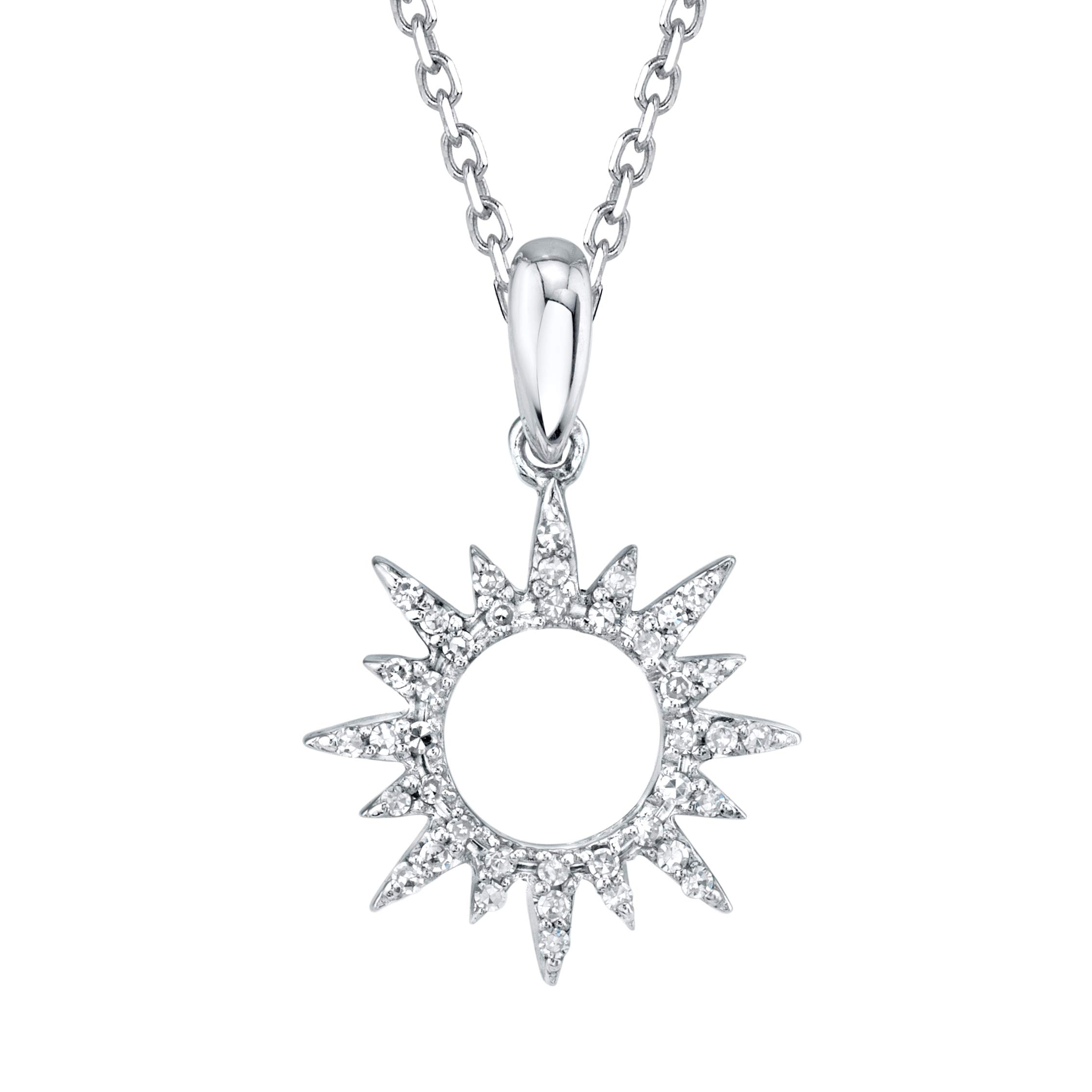 SERAFINA Diamond Charm Pendant Necklace - 925 Sterling Silver Name Necklace with Natural Diamonds - 16