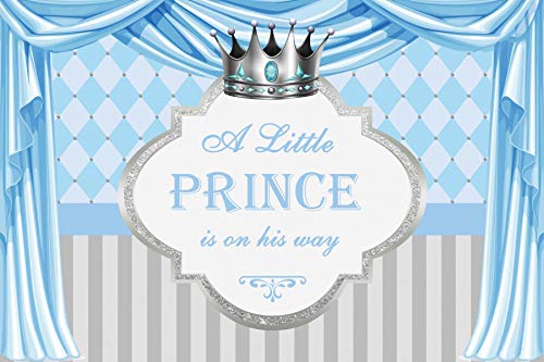 The Little Prince Backdrop 7x5ft - Blue Cartoon Striped Crown Theme for Boys Birthday Party, Baby Shower & Photo Studio Props | Perfect for Cake Tables, Wall Decor & Event Backgrounds