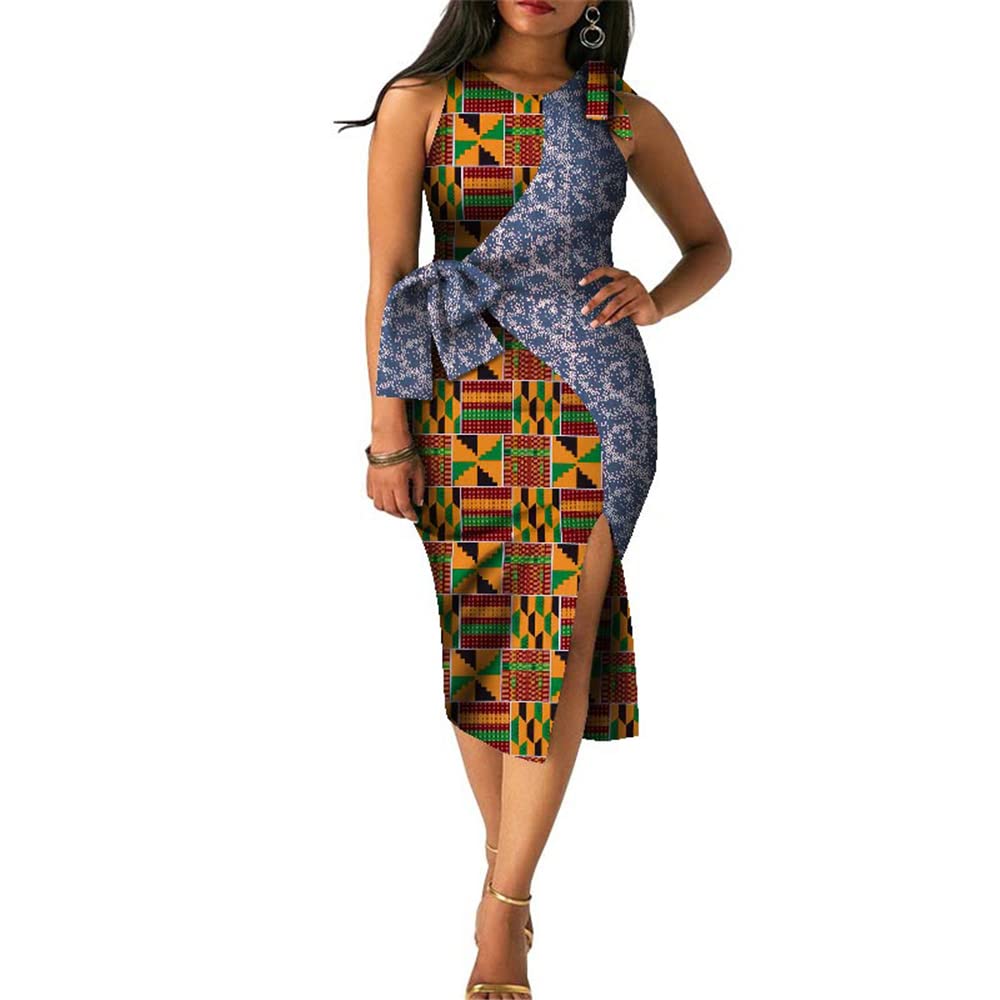 African Print Dresses for Women - Ankara Kente Traditional Suspender Panel Slit Skirt - Elegant Evening Party & Wedding Guest Outfit - Perfect for Special Occasions, Date Nights & Cultural Events