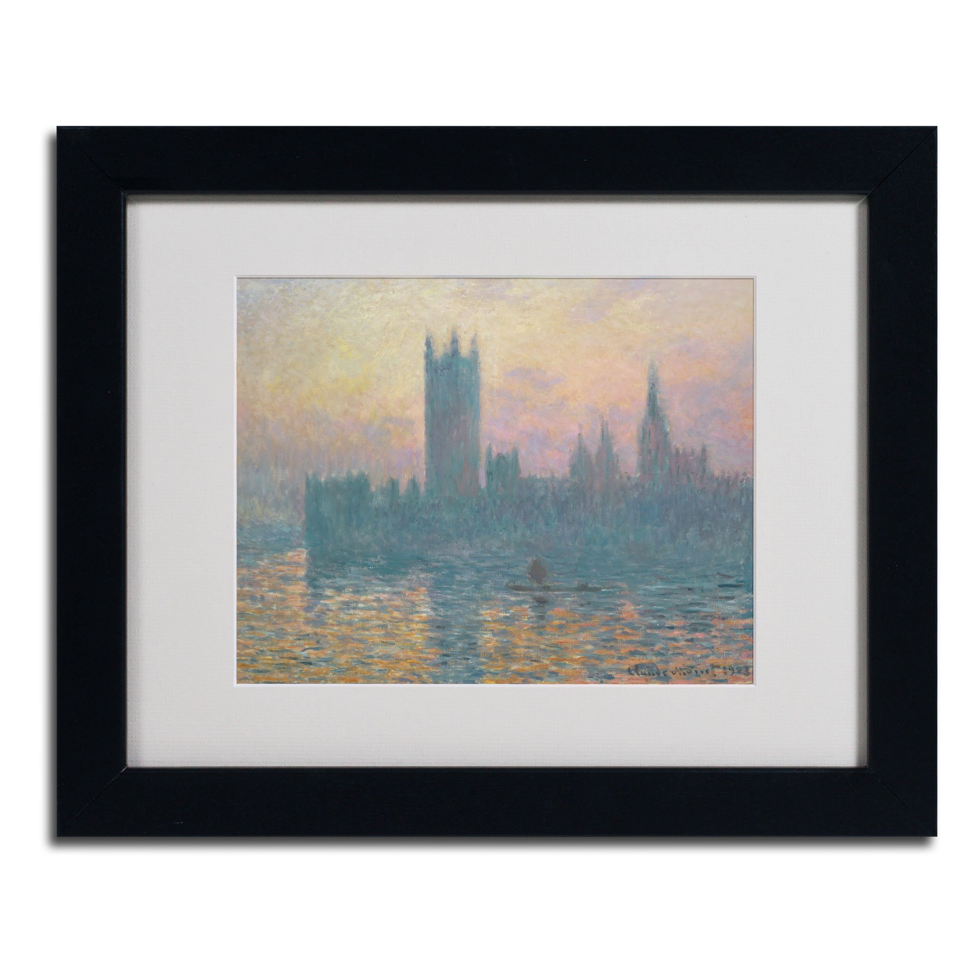 Claude Monet The Houses of Parliament Canvas Wall Art - 11x14 Inch Framed Painting, Famous Impressionist Artwork for Living Room, Bedroom & Office Decor