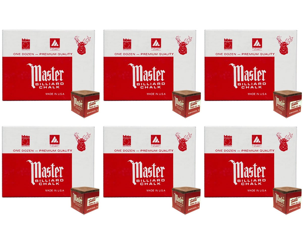 Premium Masters Brown Billiard Cue Chalk - 12-Pack (6 Dozen) for Enhanced Grip & Smooth Shots - Perfect for Pool, Snooker & Billiards Players