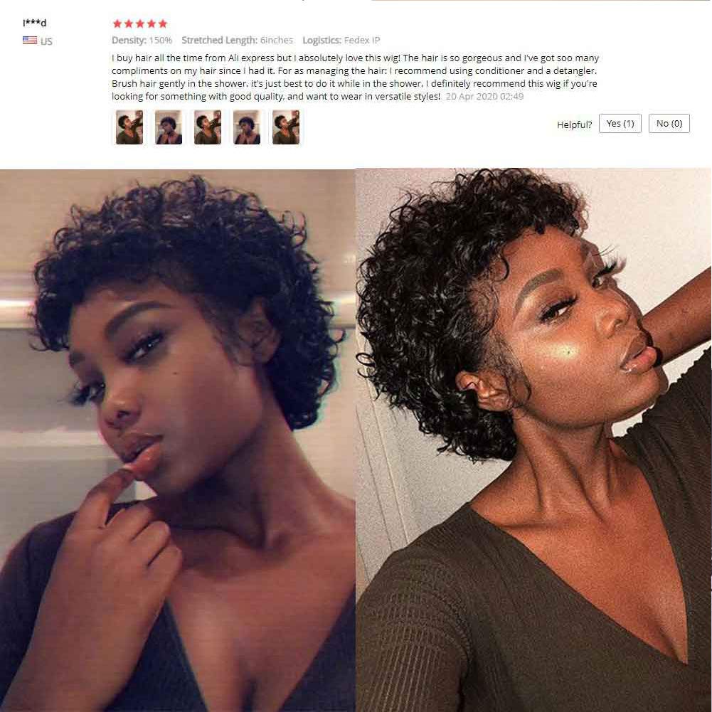Pixie Cut Curly Short Bob Lace Front Wig | 360 Lace Frontal Human Hair Wig | Brazilian Virgin Remy Hair with Baby Hair | Pre-Plucked Natural Look | Perfect for Black Women's Daily Wear, Parties & Special Occasions
