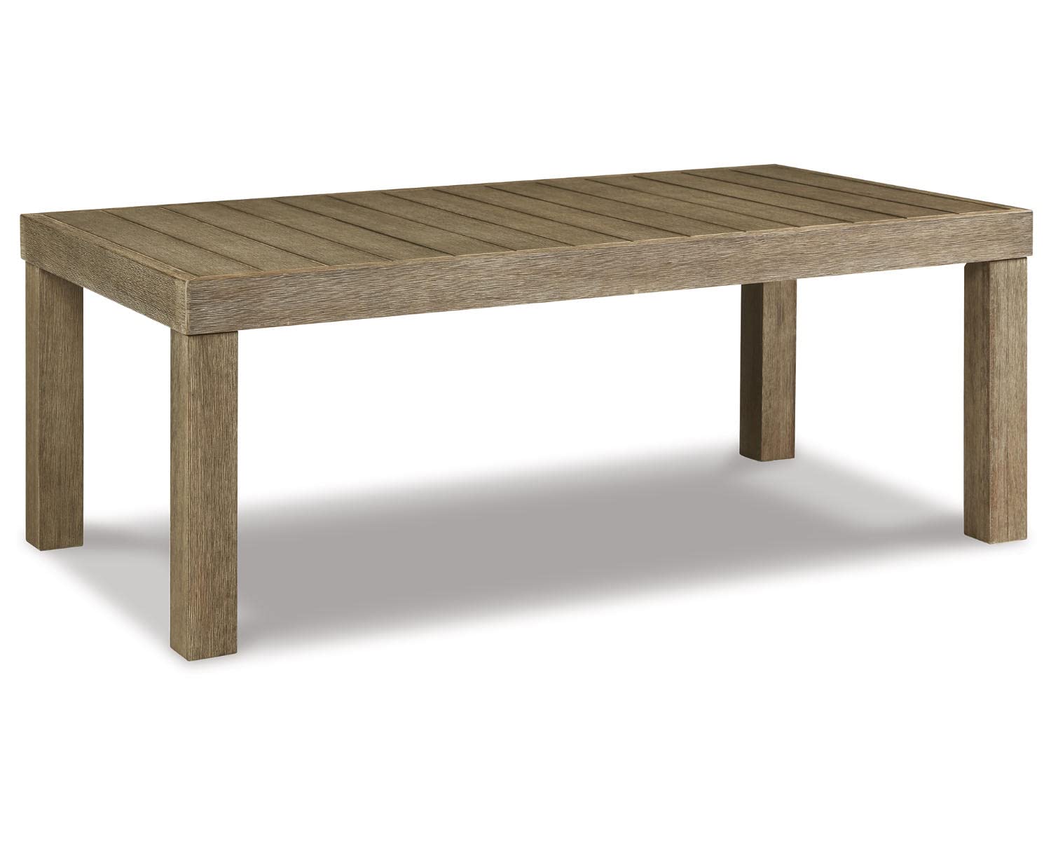Signature Design by Ashley Outdoor Silo Point Eucalyptus Patio Coffee Table - Weather-Resistant Brown Wooden Side Table for Garden, Deck & Poolside Use