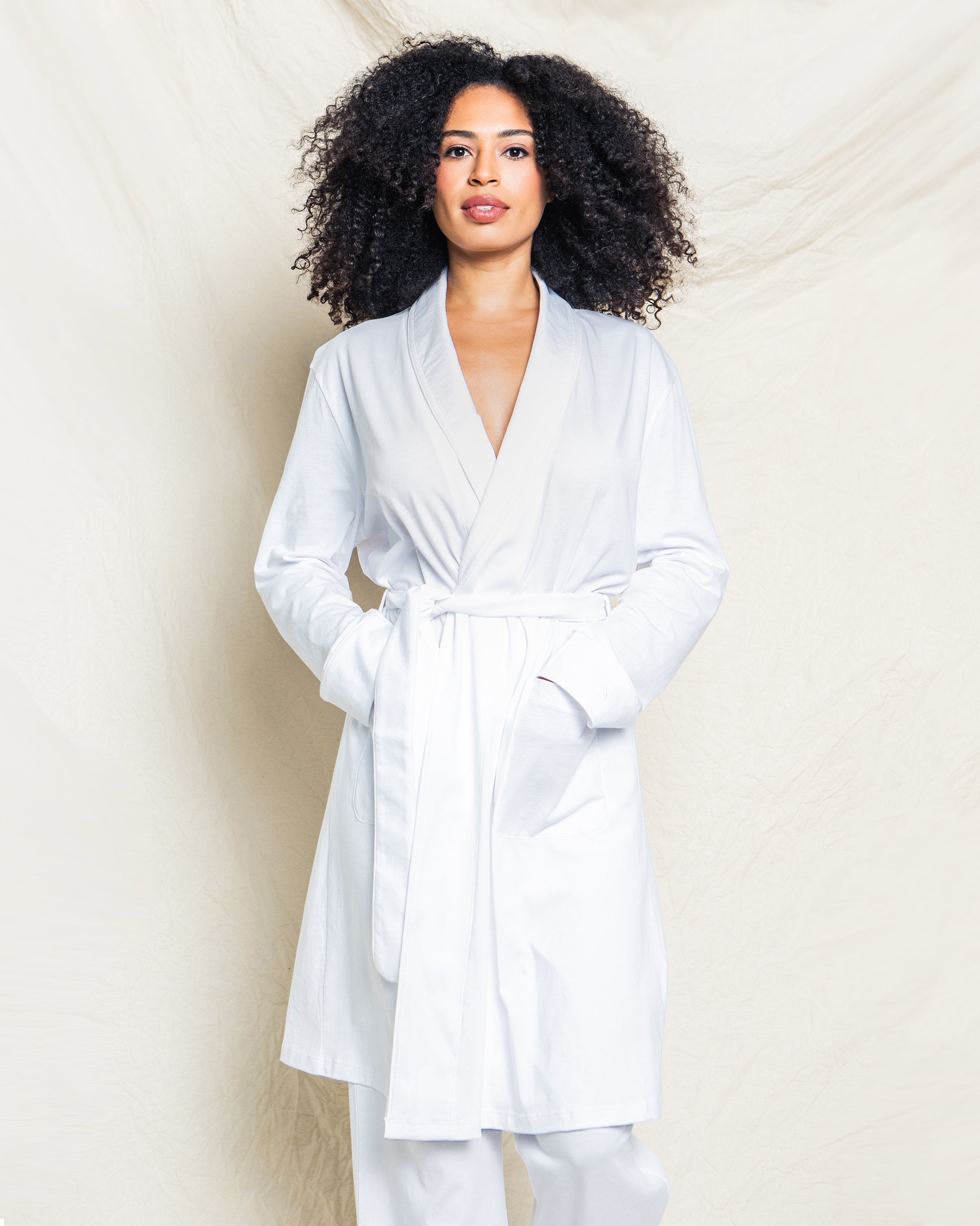 Luxury Women's Pima Cotton Robe - Soft White Bathrobe for Spa, Lounge & Relaxation at Home