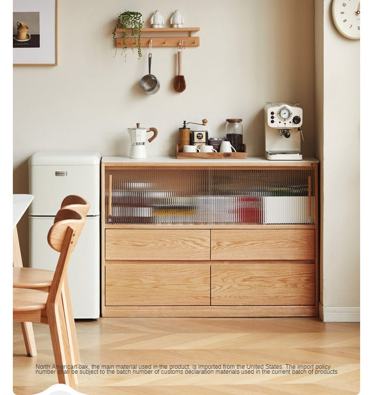 Solid Oak Wood Slate Ultra Narrow Sideboard - Modern Farmhouse Entryway Console Table for Small Spaces | Perfect for Hallway, Living Room & Dining Room Storage