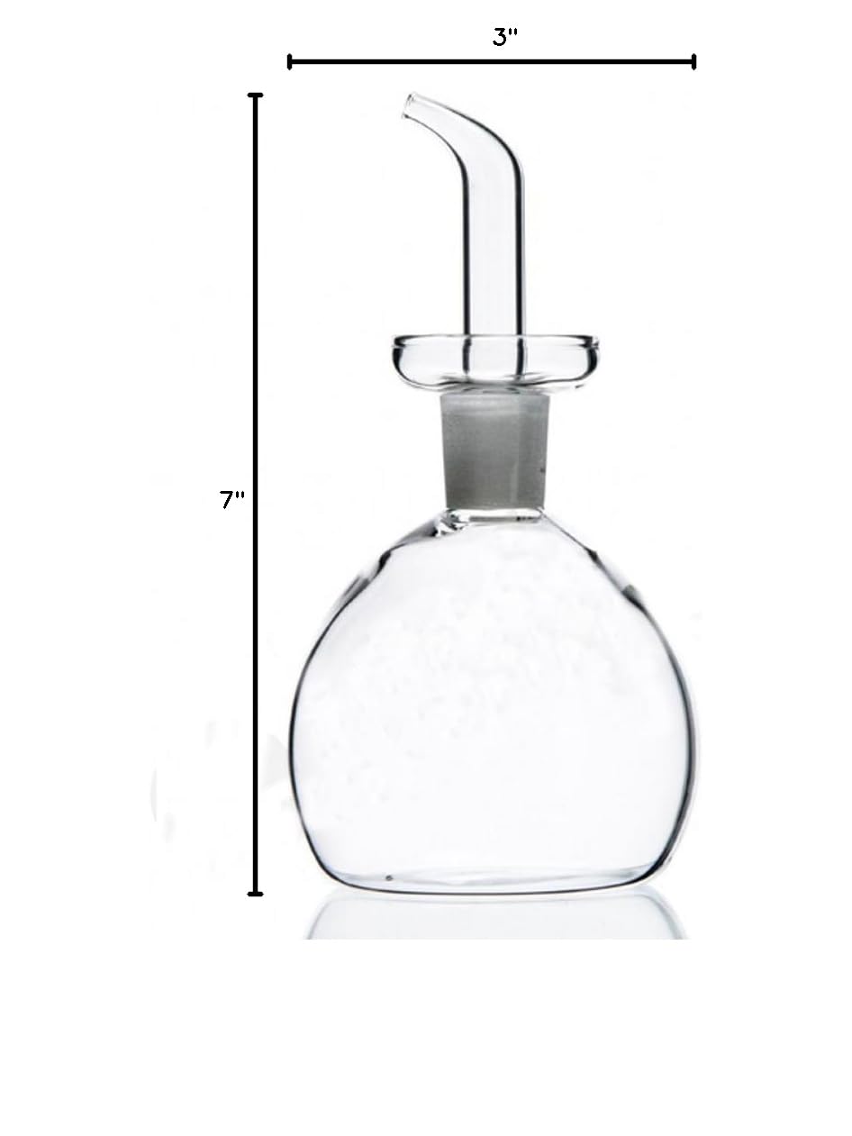 ELETON 8 oz Glass Oil and Vinegar Bottle Set - Round Pot Shape Olive Oil Dispenser with Drip-Free Spout - Perfect for Kitchen, Dining Table & Salad Dressing