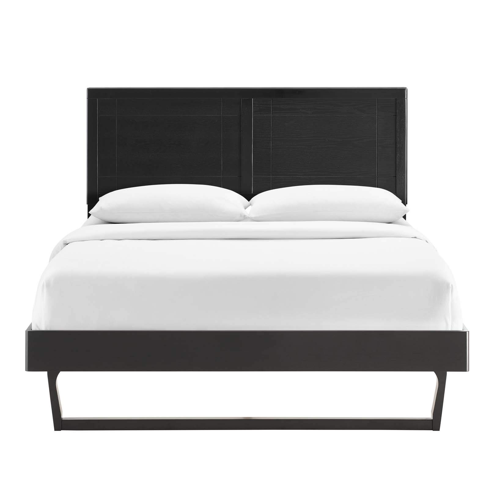 Modway MOD-6625-BLK Marlee Full Size Wood Platform Bed Frame with Angular Design, Black - Modern Bedroom Furniture for Small Spaces & Guest Rooms