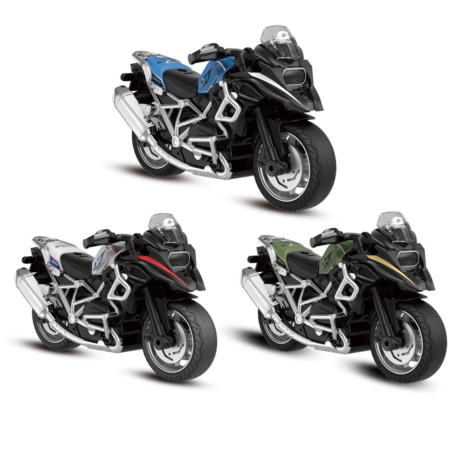 Pull Back Diecast Motorcycle Toy with Sound & Light - Realistic Ride-On Toy for Boys Ages 3-9 | Green Motorcycle Toy for Kids Birthday Gifts & Pretend Play