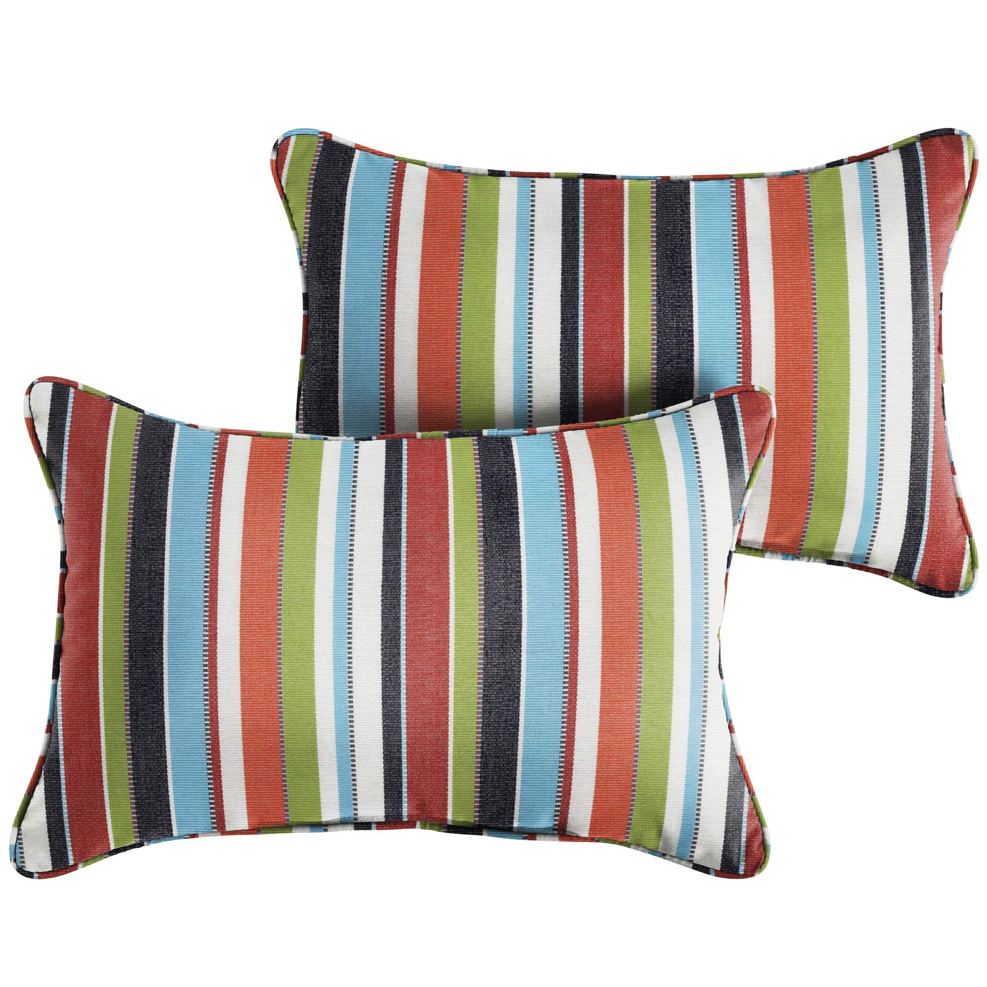 Set of 2 Striped Decorative Throw Pillows - 24 Inch Rectangular Lumbar Pillow Covers for Indoor & Outdoor Use - Perfect for Sofa, Patio, Bedroom & Living Room Decor