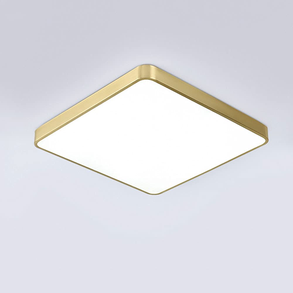 1.6 Inch Slim Nordic Gold All Copper LED Flush Mount Ceiling Light - Adjustable Cool/Warm/Neutral White - Modern Minimalist Lighting for Bedroom, Living Room, Porch & Entryway