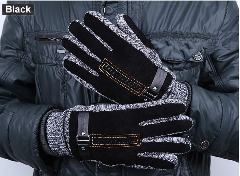 Men's Winter Touchscreen Gloves - Thick Suede Leather with Fleece Lining for Driving, Texting & Outdoor Activities | Cold Weather Hand Protection for Work, Commuting & Snow Sports