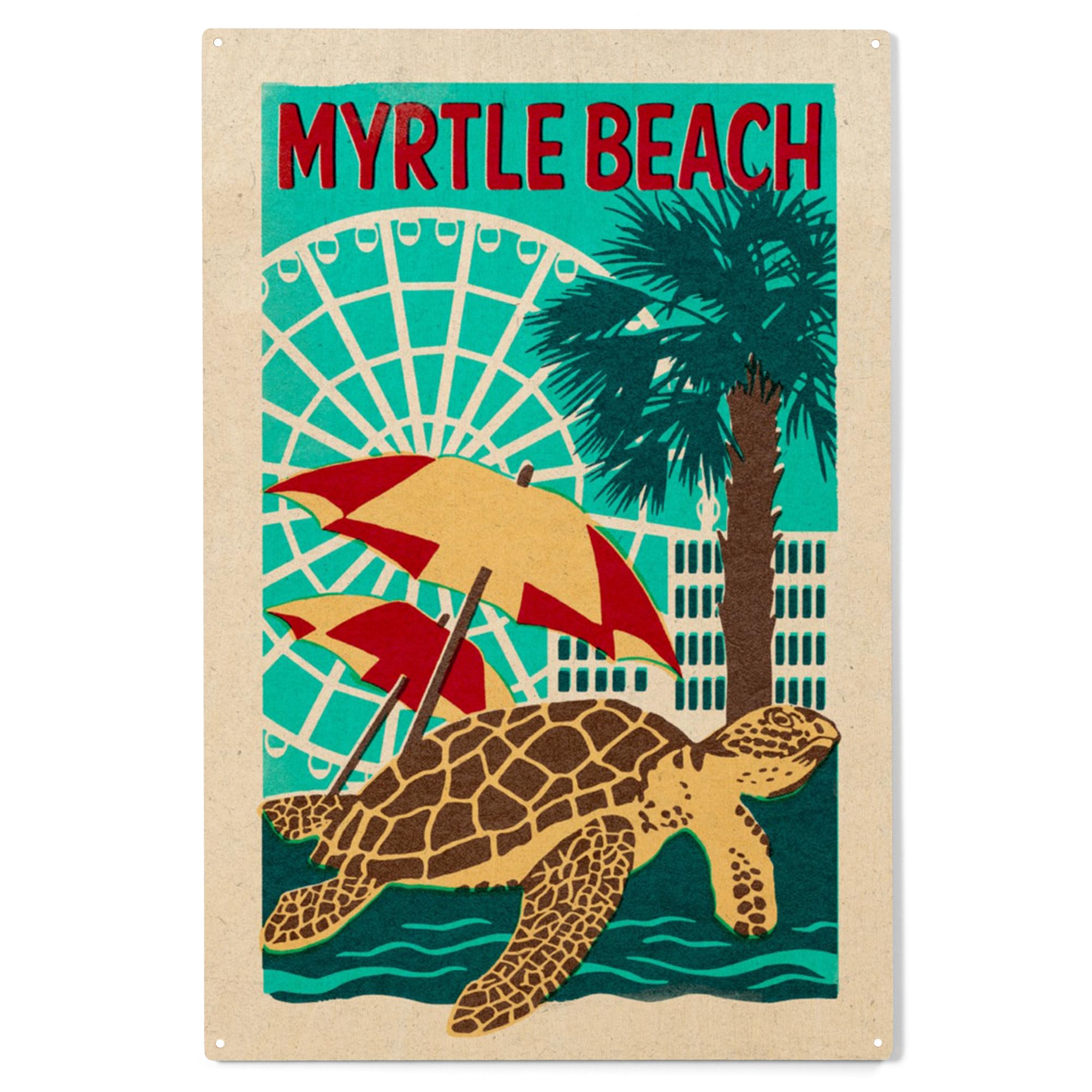 Lantern Press 10x15 Inch Myrtle Beach South Carolina Wooden Wall Sign - Ready to Hang Coastal Home Decor for Living Room, Bedroom or Beach House