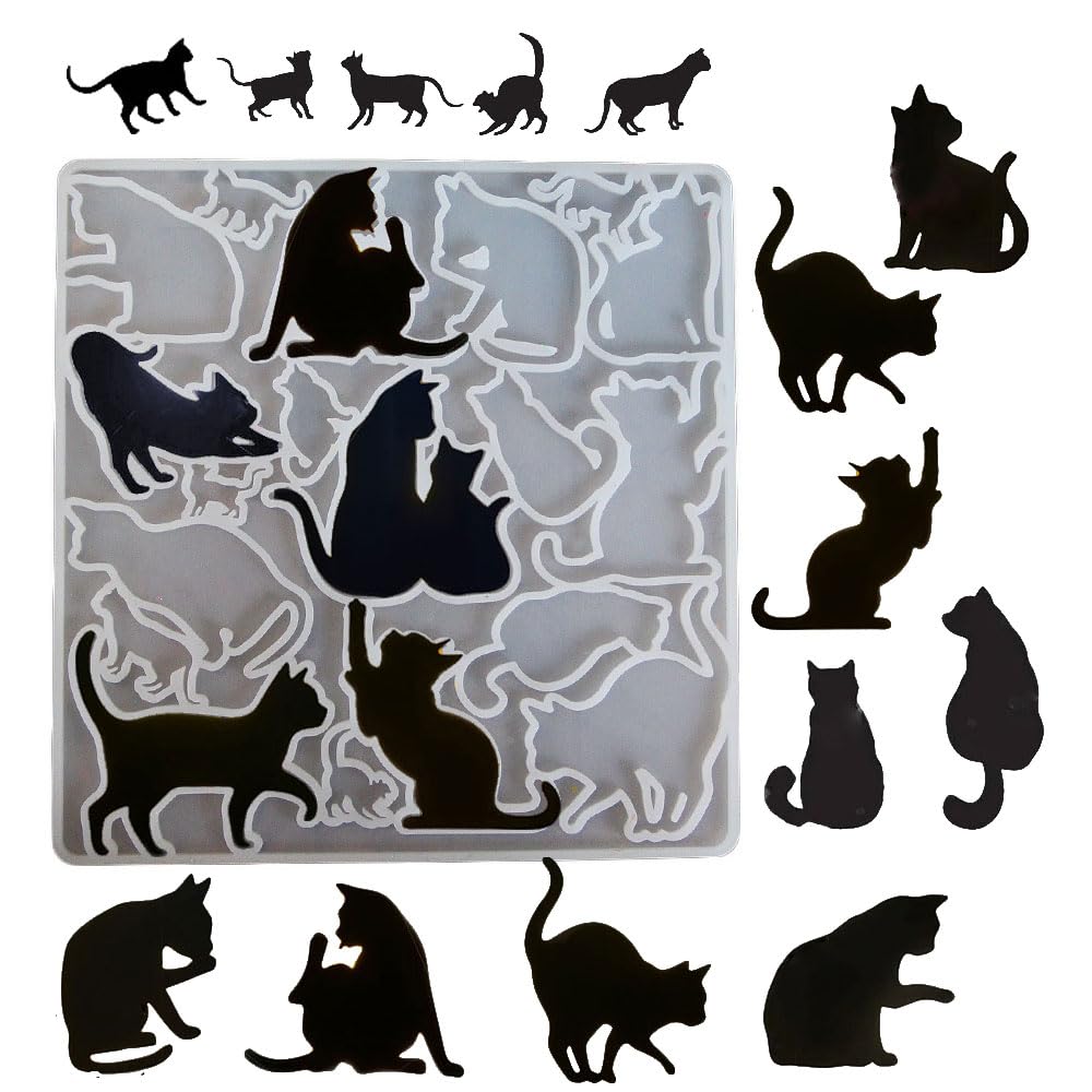 Finyoffiy Resin Cat Silicone Mold - Cute Animal Epoxy Casting Mold for DIY Jewelry Making, Pendant, Necklace & Earring Craft - Perfect for Handmade Gifts, Keychains & Home Decor