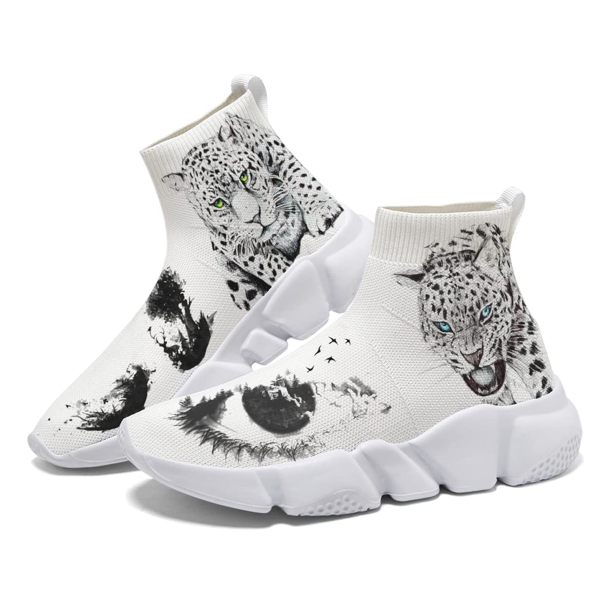Hetios Women's Running Shoes - Lightweight Breathable Knit Sneakers with Slip-Resistant Sole, Casual Animal Print Fashion Walking Shoes for Jogging, Gym & Daily Wear