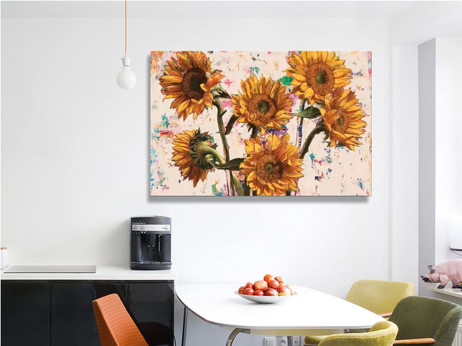 Sunflower Canvas Wall Art - Yellow Floral Print Painting, Modern Framed Flower Poster for Bedroom & Bathroom Decor - Ready to Hang Gift for Women (40”H x 28”W) - Perfect for Home, Office, Nursery & Wedding Decorations