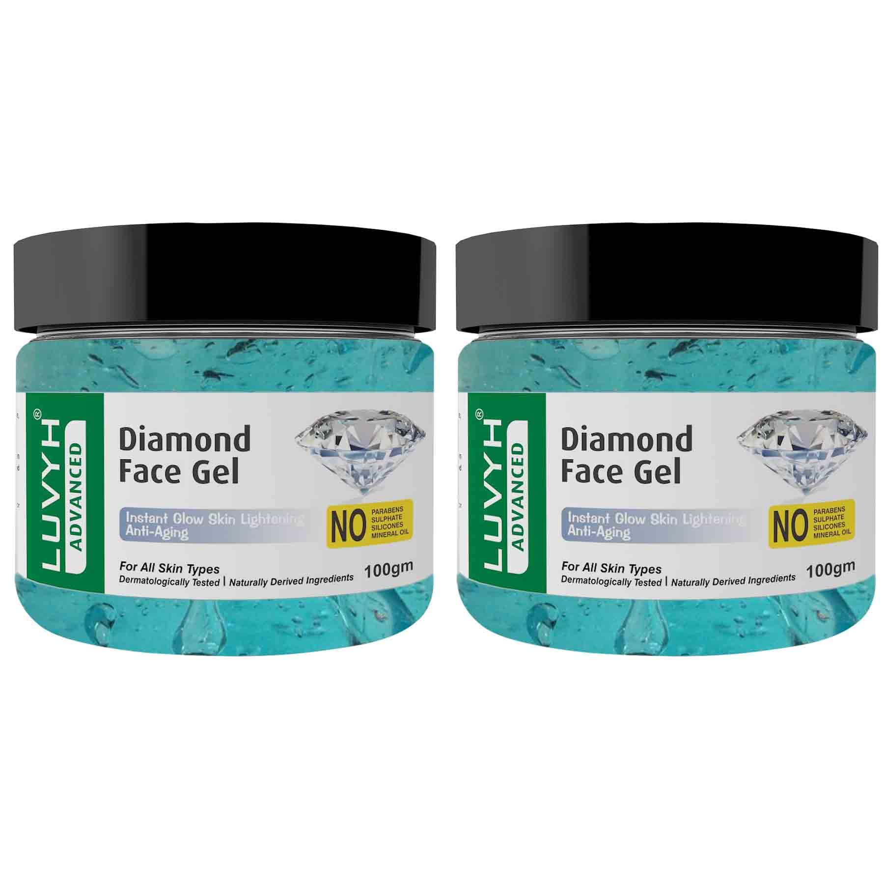 Luvyh Diamond Face Massage Gel 200g (2-Pack) - Brightening, Anti-Aging Skincare for All Skin Types | Paraben-Free, Sulfate-Free, Silicone-Free | Perfect for Daily Facial Massage & Spa Treatments