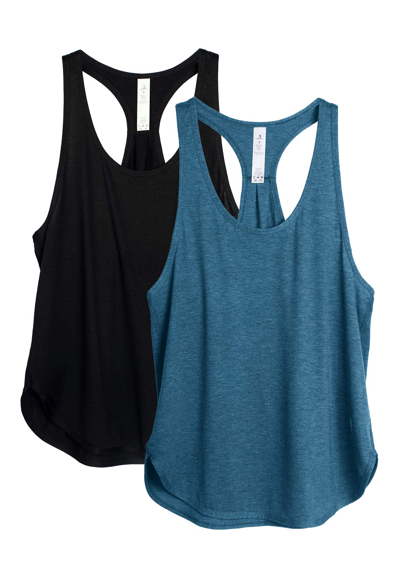 ICY ZONE Women's Racerback Workout Tank Tops - Breathable Running Shirts, Loose Fit Athletic Tops (2 Pack) for Gym, Yoga, Jogging & Summer Outdoor Activities
