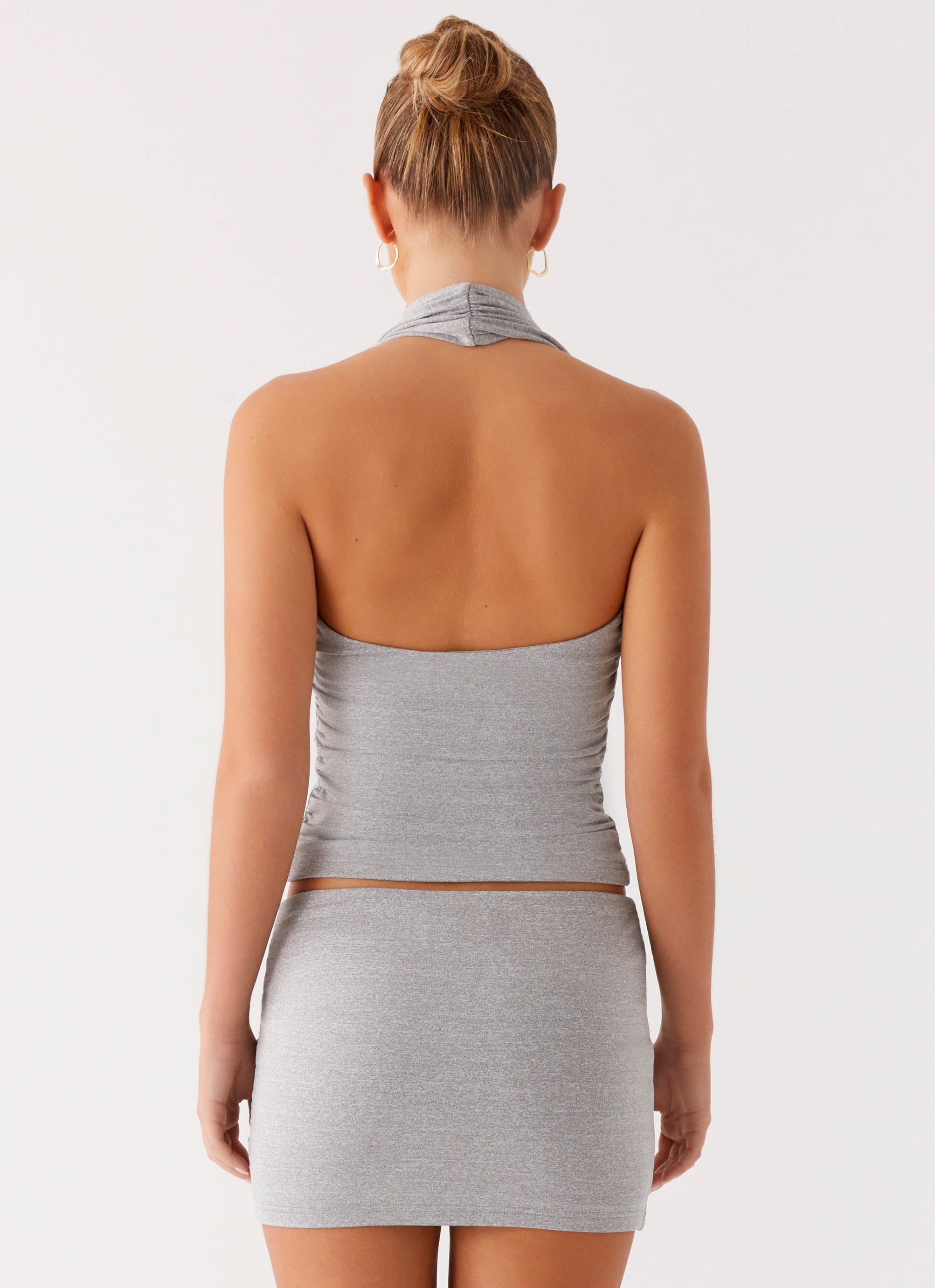 Amia Mini Skirt for Women - Soft Stretch Grey Marle High Waist Pleated Skirt | Casual Wear, Date Night, Office Outfit