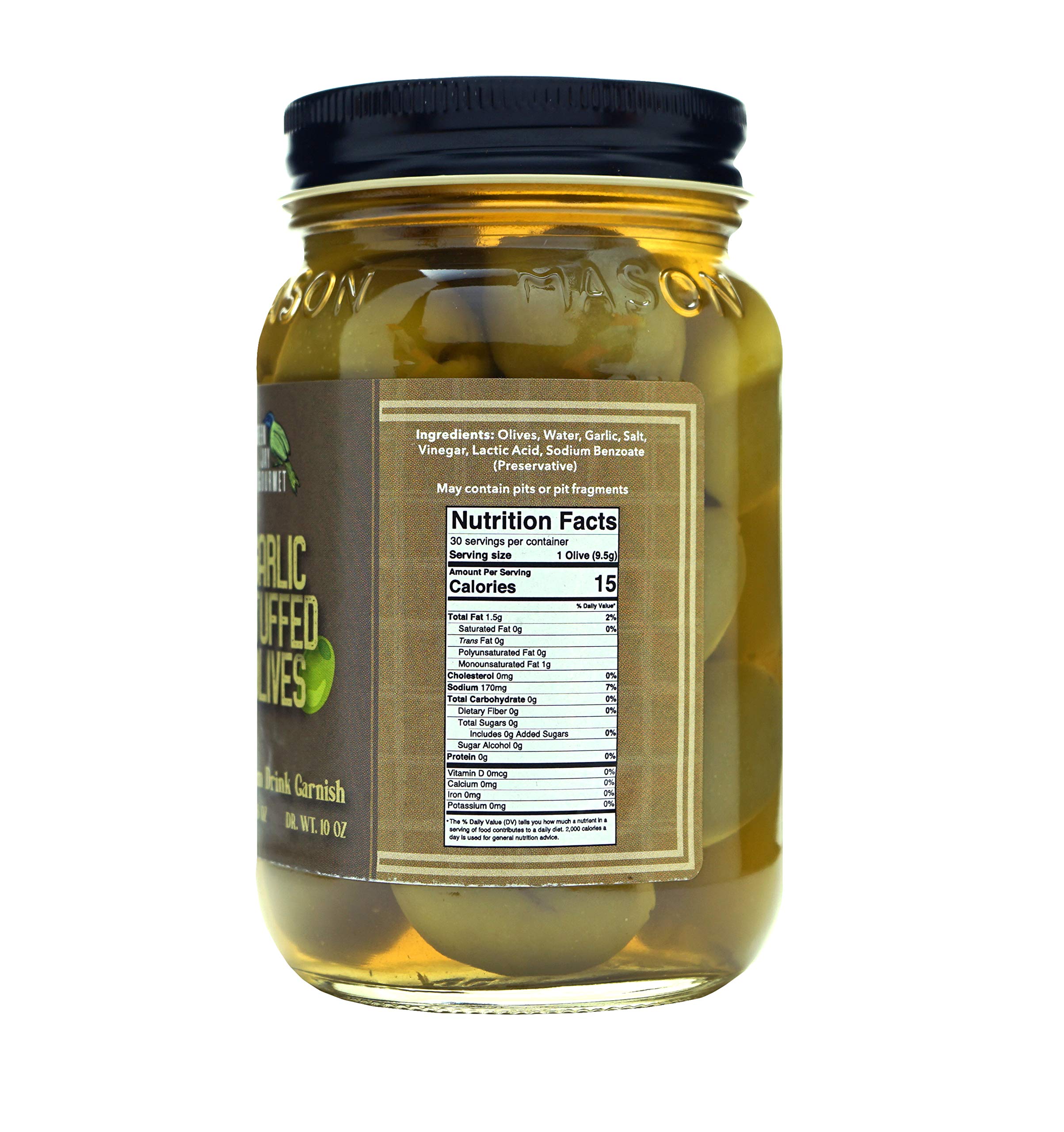 Premium Green Jay Gourmet Garlic Stuffed Olives - Large All-Natural Stuffed Green Olives for Dirty Martinis, Cocktail Garnish & Charcuterie Boards - Perfect for Home Bars, Dinner Parties & Gourmet Gift Baskets - 2 Pack (32oz Total)