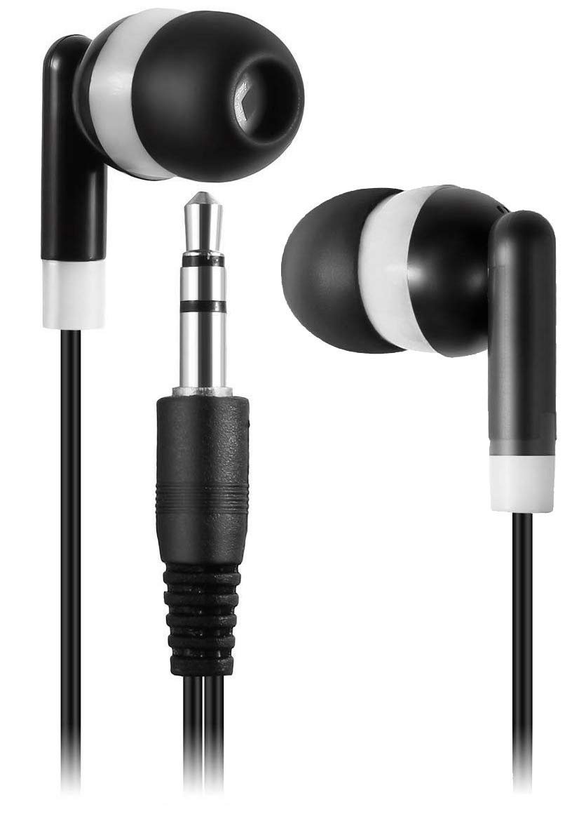 25 Pack Bulk Wholesale Black & White Wired Earbuds Headphones - Perfect for Schools, Gyms, and Travel Accessories