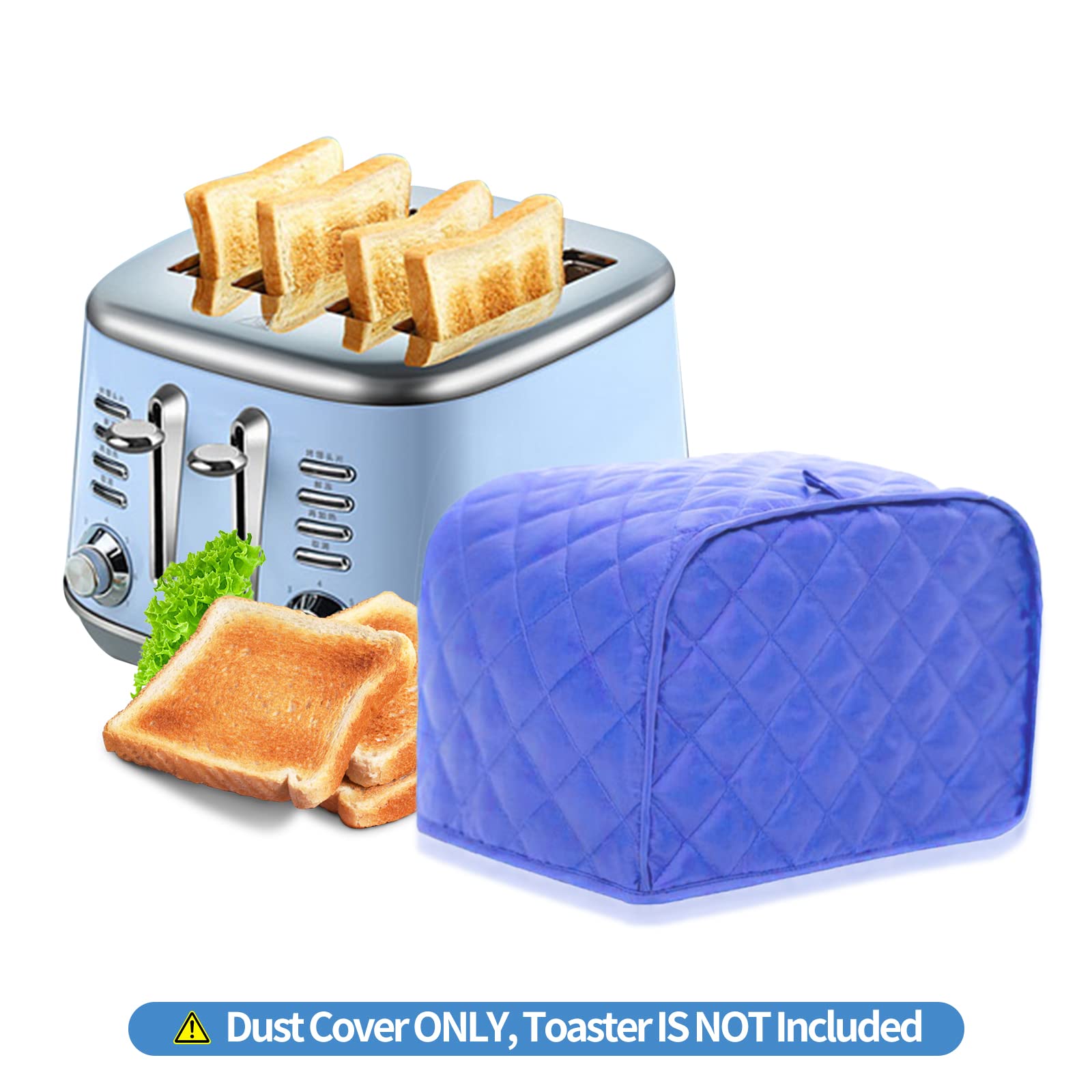 Quilted Polyester Toaster Cover for 4-Slice Bread Toaster - Dustproof & Fingerprint Resistant Bakeware Protector (Blue) - Perfect Kitchen Gift for Mom - Ideal for Countertop Protection & Home Decor