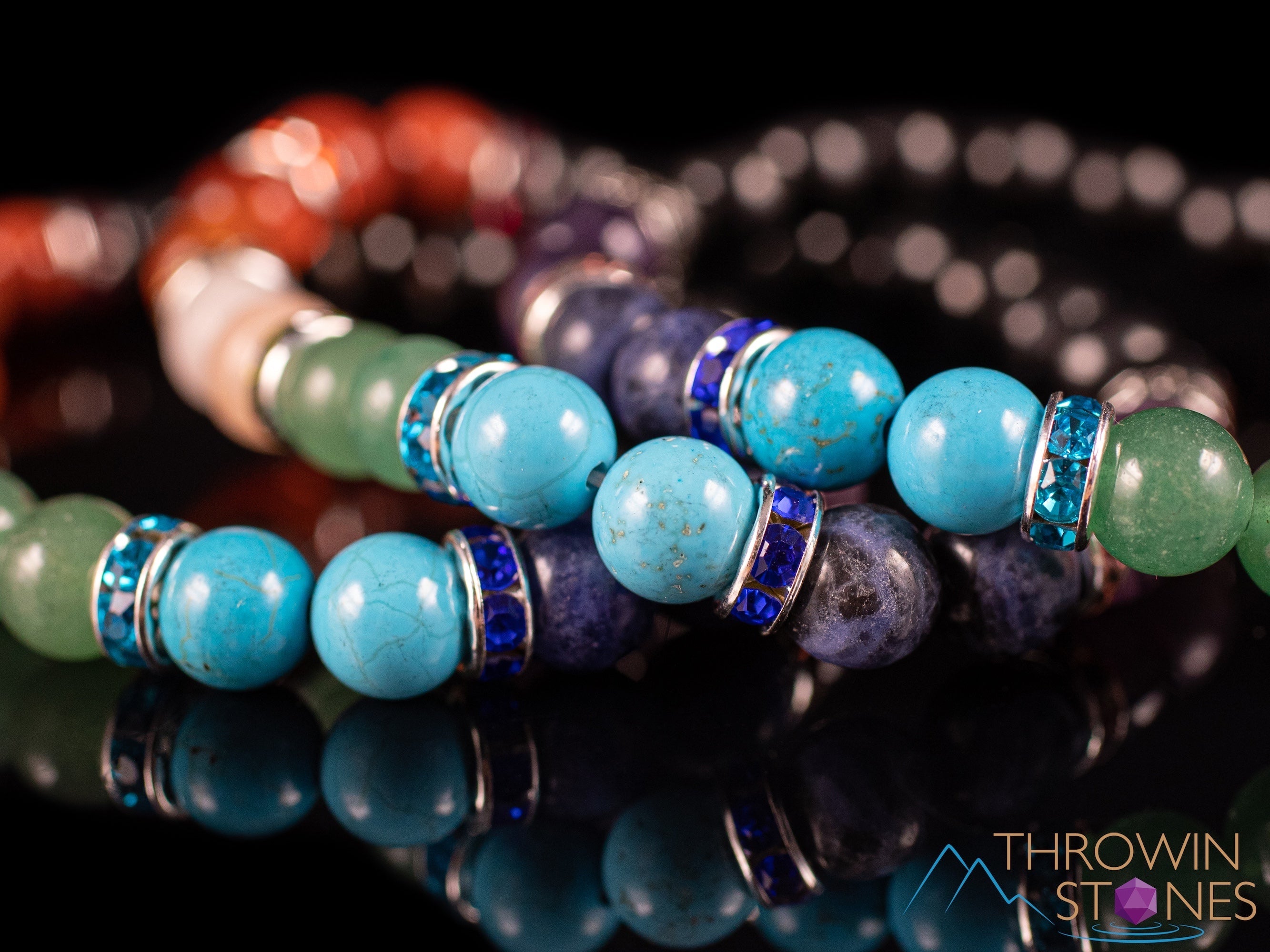 Chakra & Shungite Crystal Bracelet - Round Bead Healing Bracelet for Women & Men, Handmade Spiritual Jewelry for Energy Balance, Meditation & Stress Relief | E1356