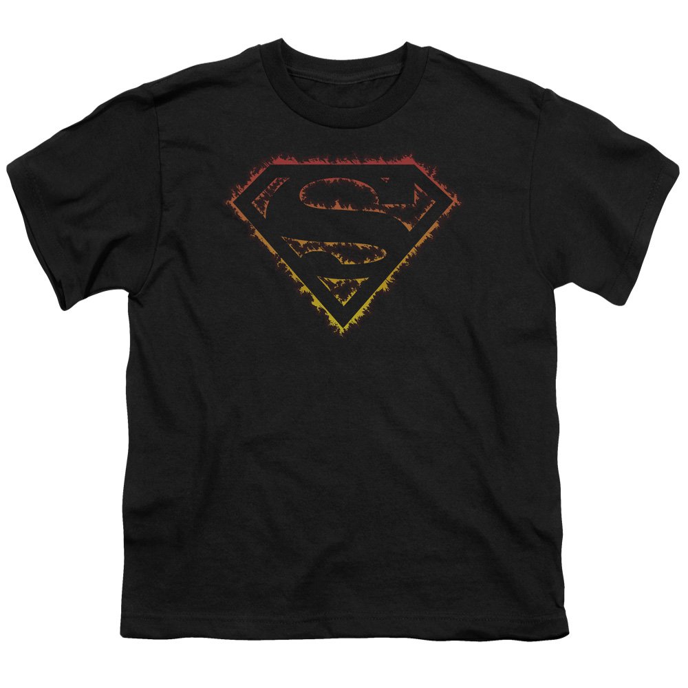 Superman Flame Outlined Logo Unisex Youth T-Shirt - Cool Graphic Tee for Kids & Teens - Perfect for Cosplay, Comic Con & Superhero Fans