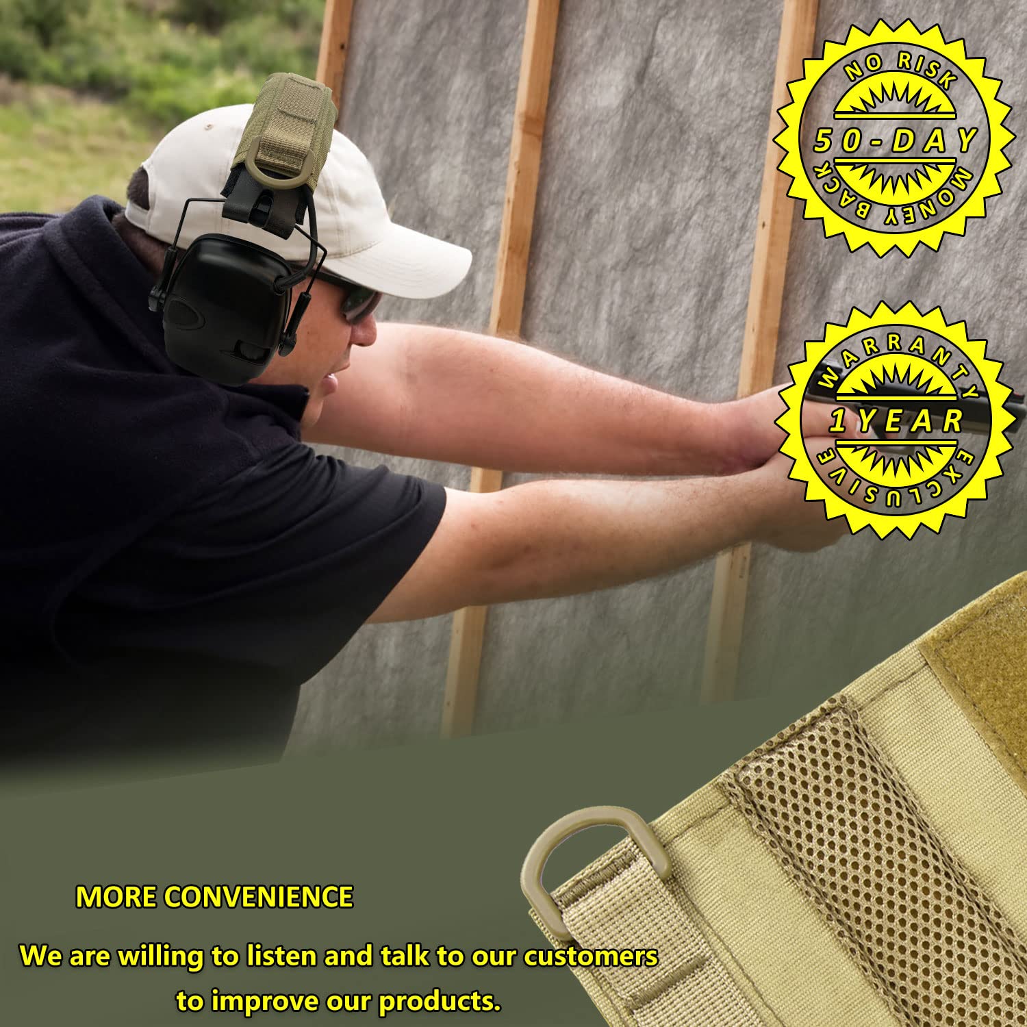 PROHEAR HC01 Tactical Advanced Earmuff Cover - Modular Replacement for 3M WorkTunes, Peltor, Howard Leight, Impact & Walker Razor Headsets (Desert Camo) - Perfect for Shooting Range, Construction & Outdoor Work Protection