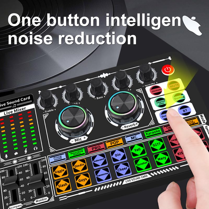 F999 Professional Podcast Equipment Bundle - Audio Interface, Voice Changer, MS60 Condenser Mic, Stand & DJ Mixer | Perfect for Live Streaming, Karaoke, Gaming & Home Studio Recording