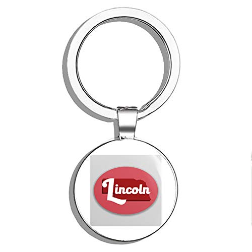 Lincoln Nebraska Oval Vinyl Keychain - Double Sided Stainless Steel Key Ring with City & College Design - Perfect for Alumni Gifts, Car Keys, and Key Finders