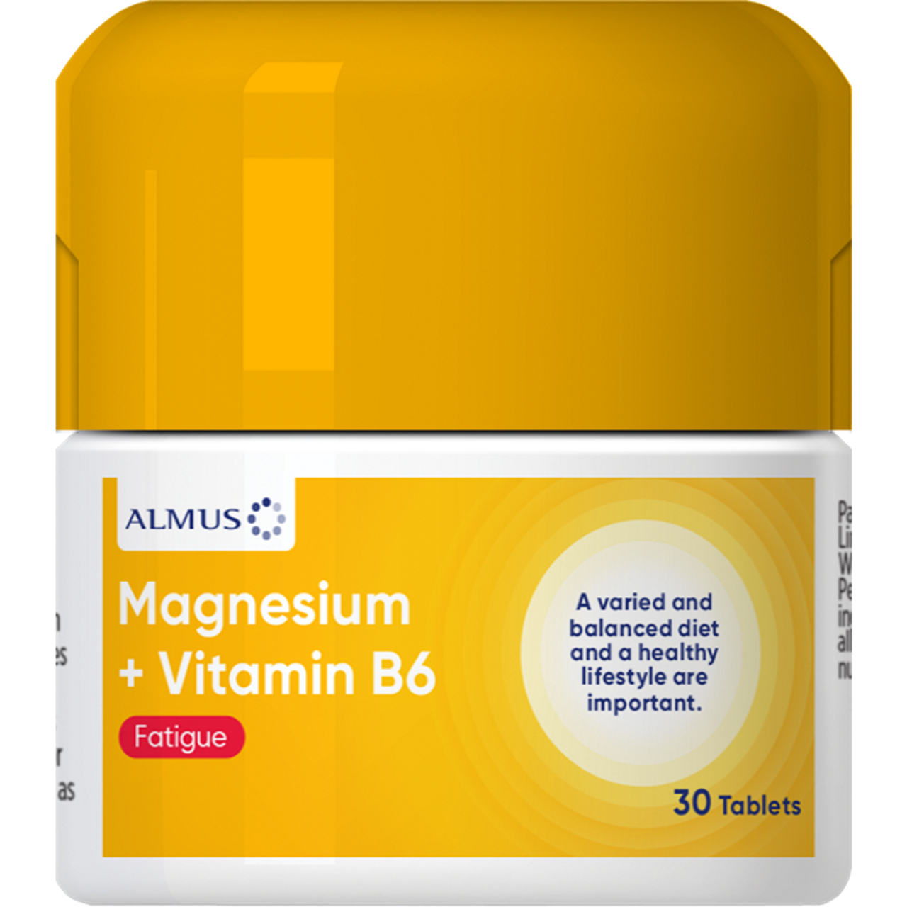 Almus Magnesium 375mg with Vitamin B6 Supplement Tablets - Supports Muscle Relaxation, Nerve Function & Energy Metabolism